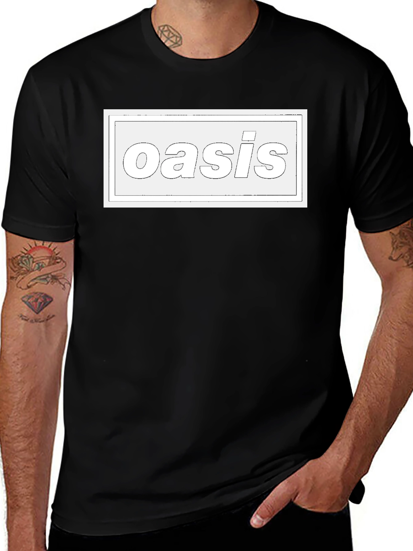 Variant 17 of Oasis Band Logo Graphic T-Shirt - Black