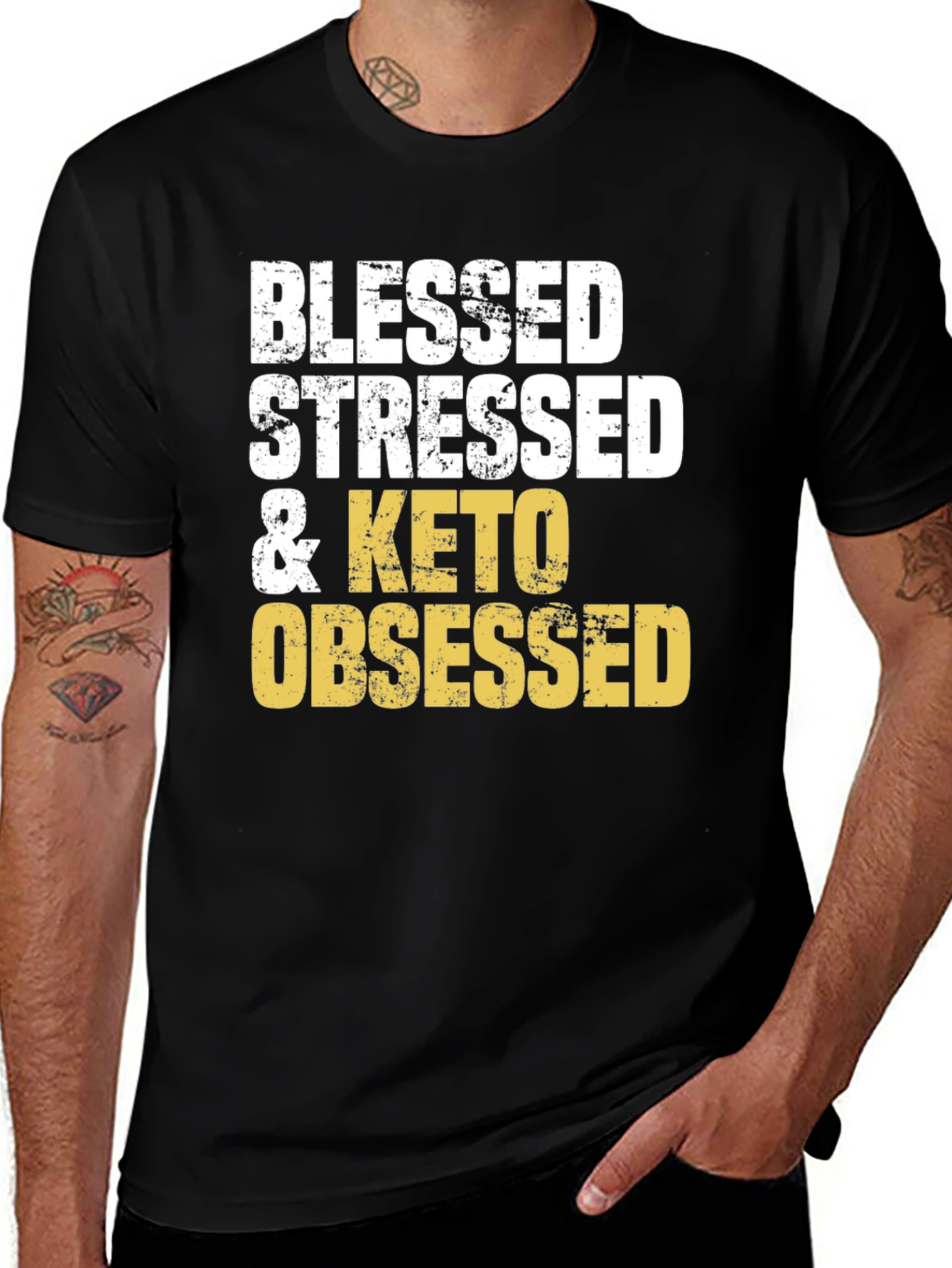 Variant 30 of Blessed Stressed & Keto Obsessed Graphic Tee