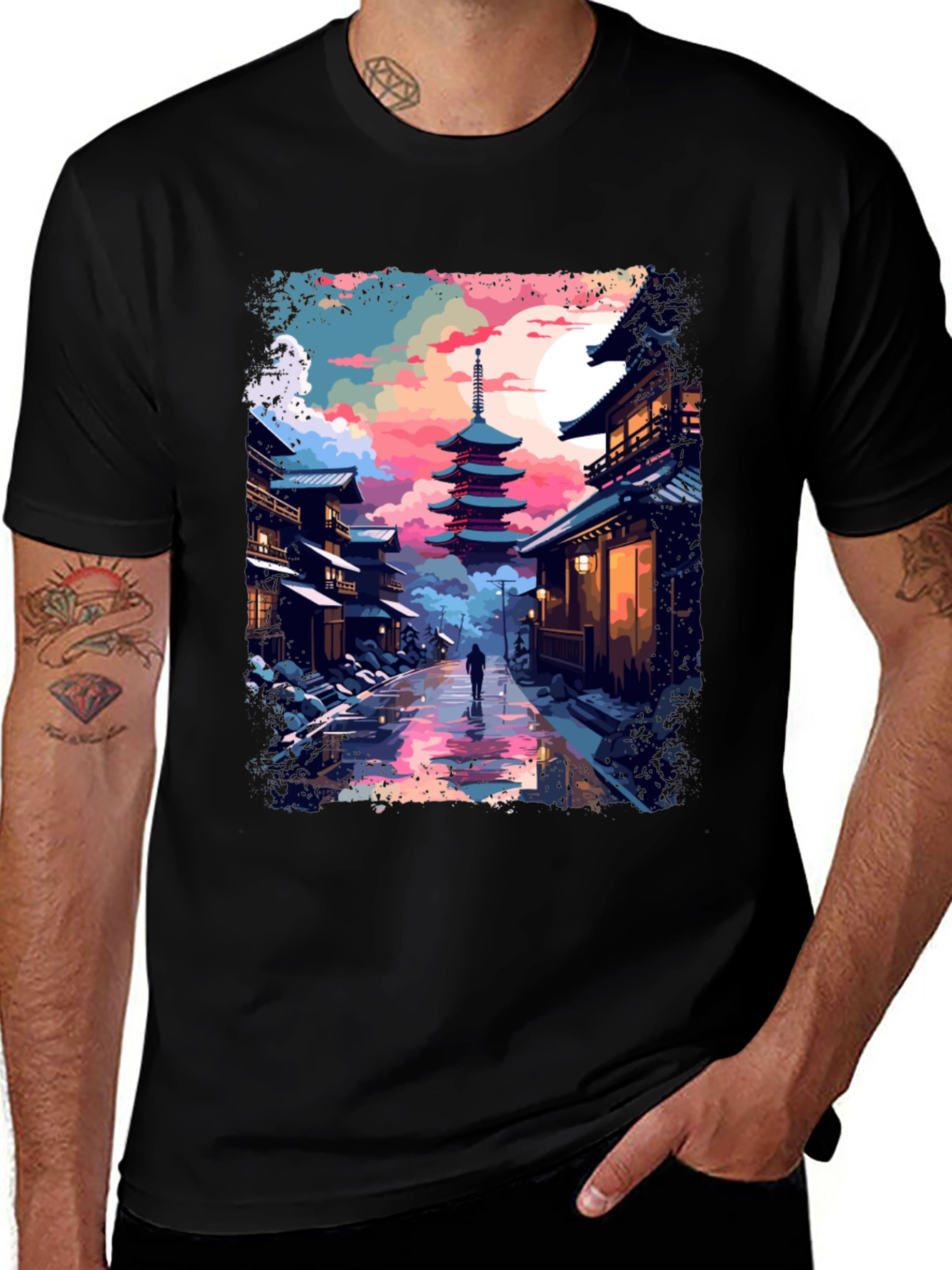 Variant 5 of Japanese Pagoda T-Shirt - Artistic Design