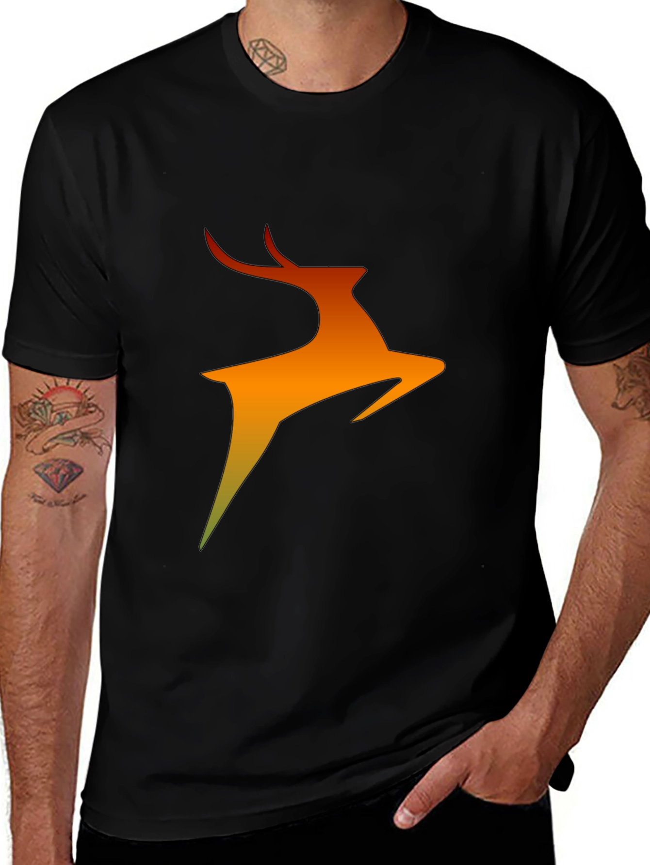 Variant 29 of Abstract Deer Graphic Black T-Shirt