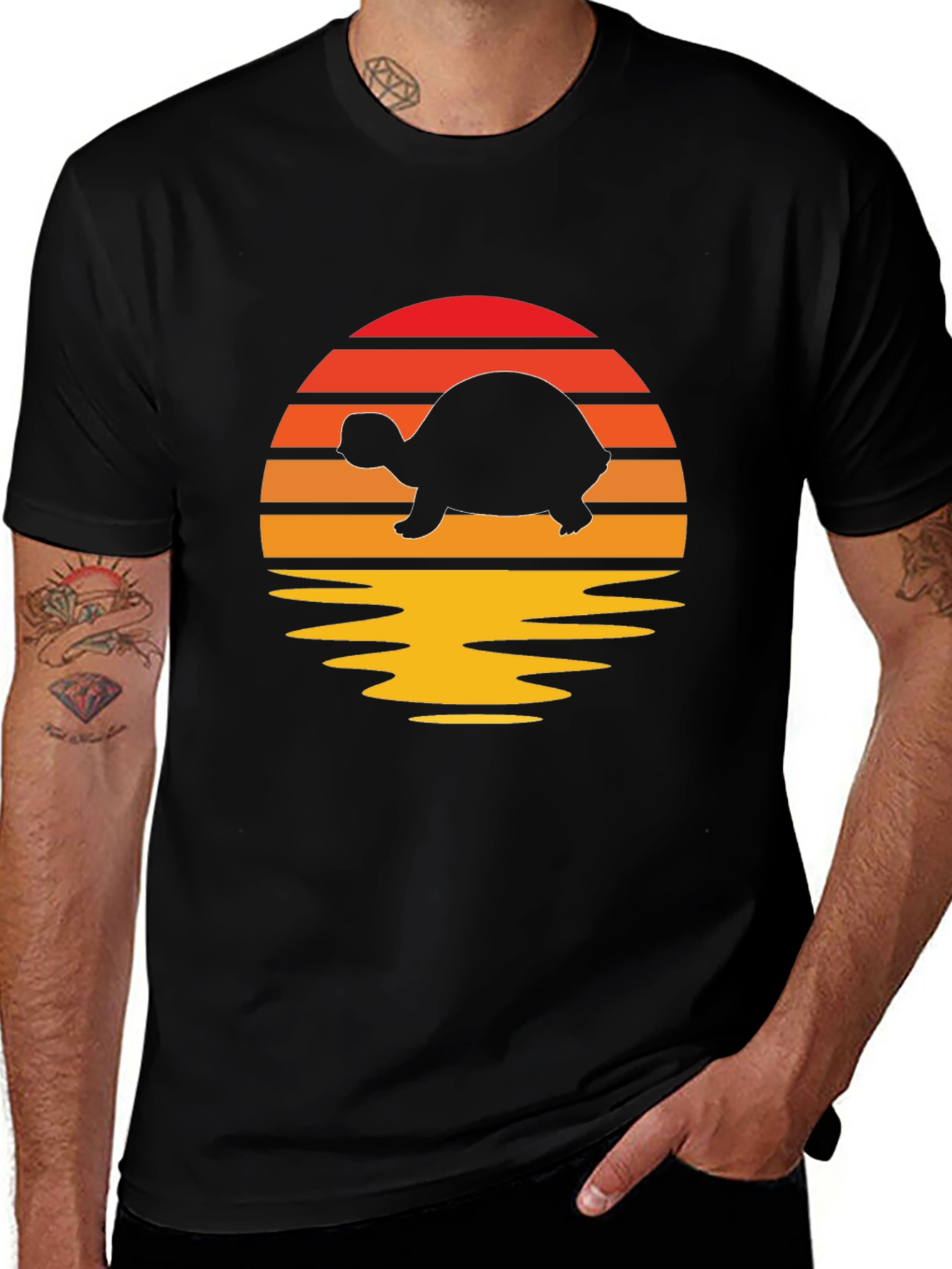 Variant 21 of Turtle Sunset Graphic Tee - Retro Style Shirt