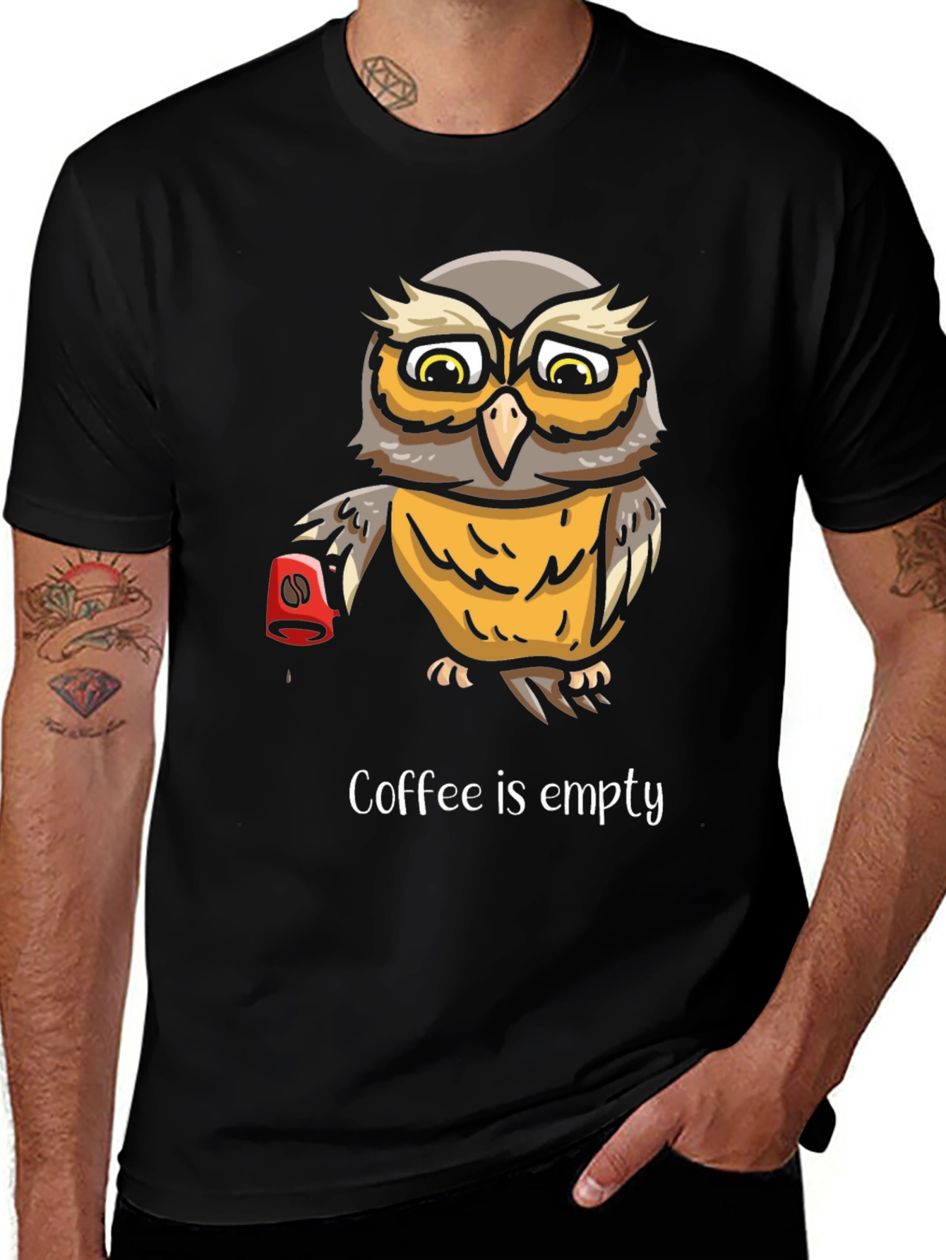 Variant 29 of Funny Owl "Coffee is Empty" Graphic Tee