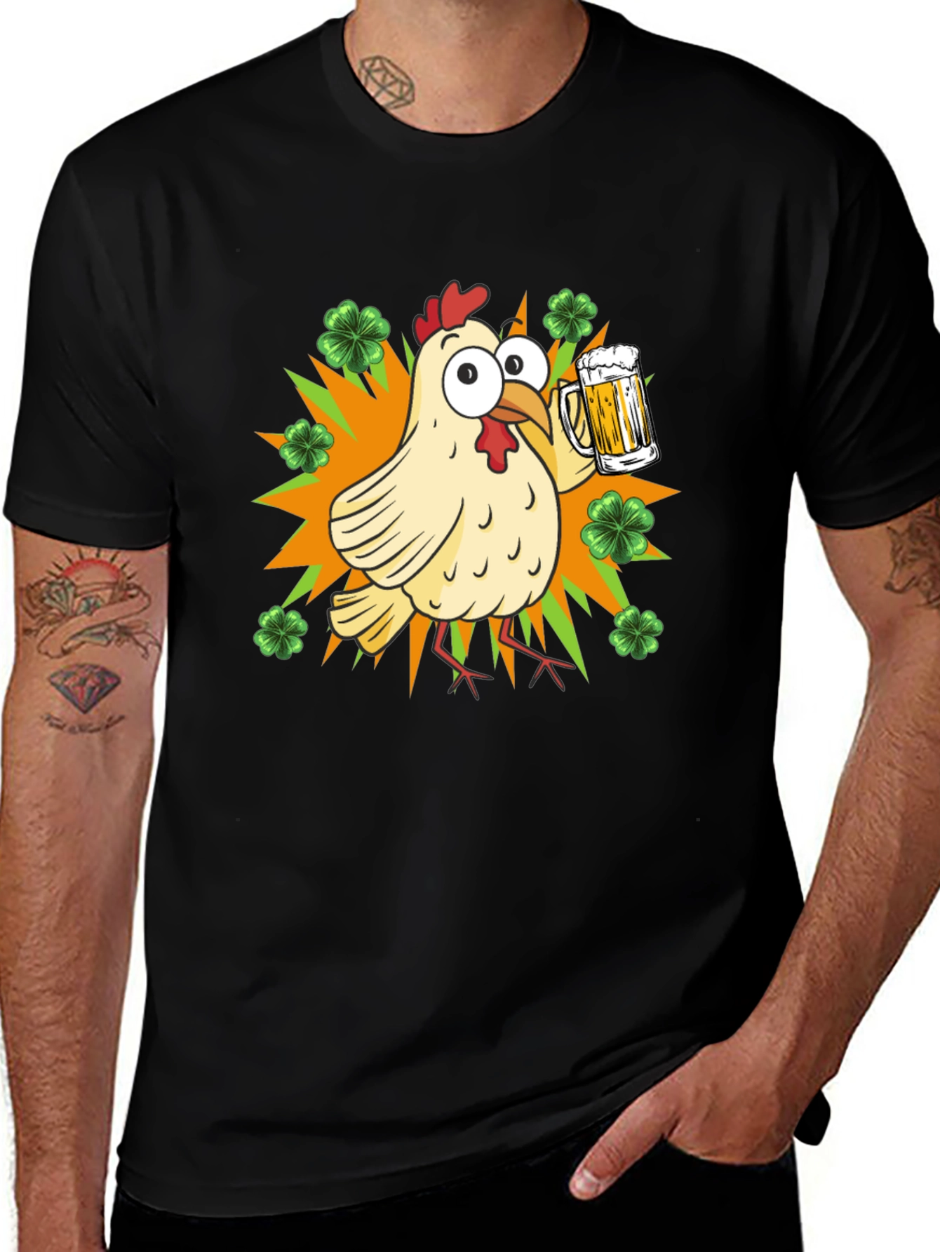 Variant 25 of St. Patrick's Day Chicken with Beer T-Shirt