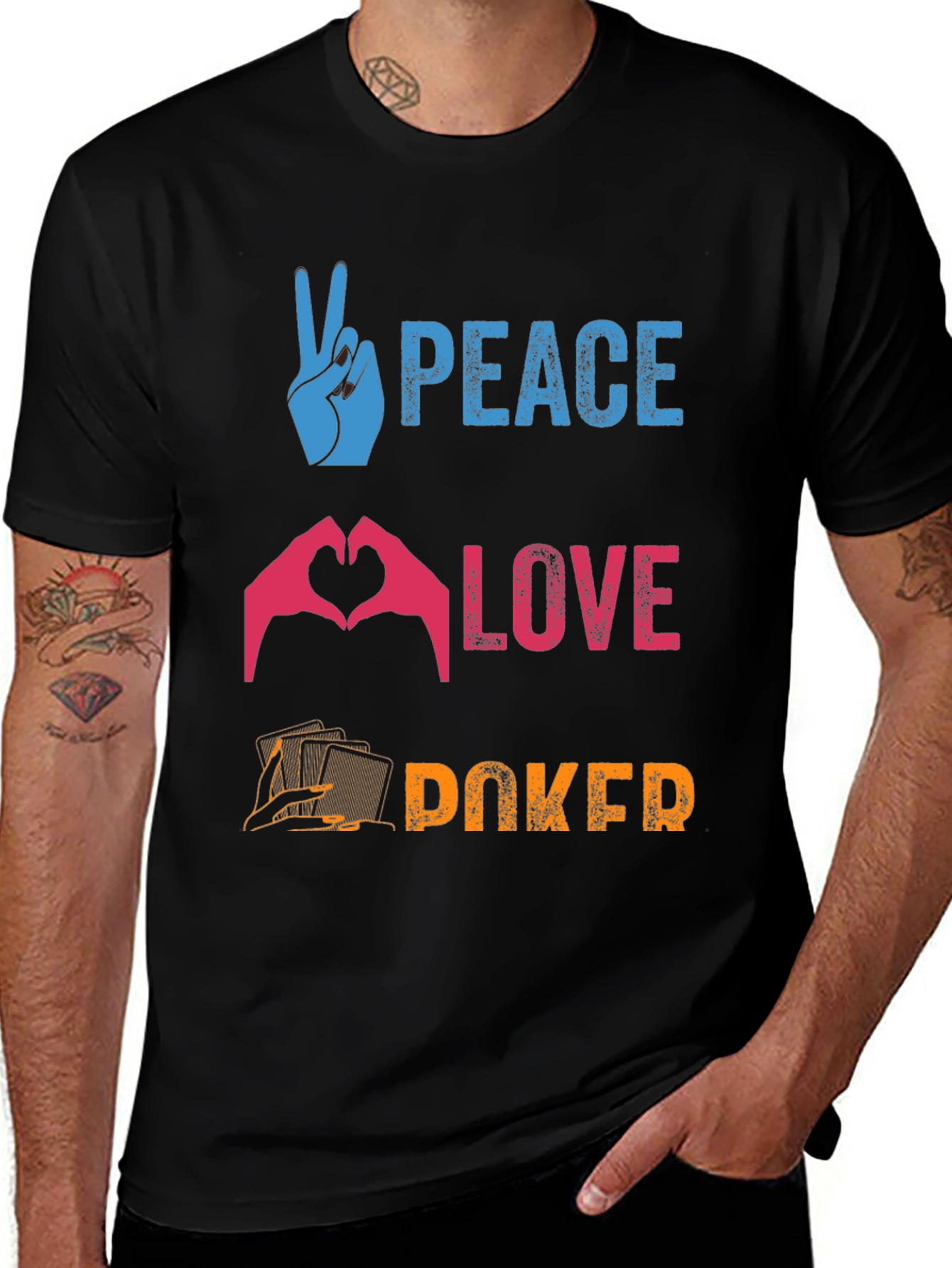 Variant 27 of Peace Love Poker Graphic T-Shirt