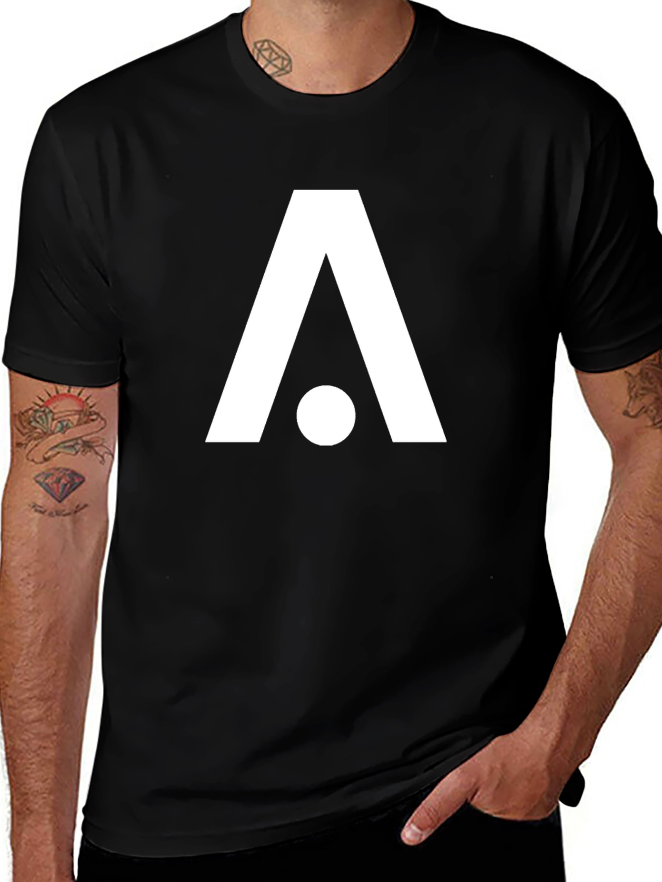 Variant 11 of Minimalist White 'A' Graphic Black T-Shirt