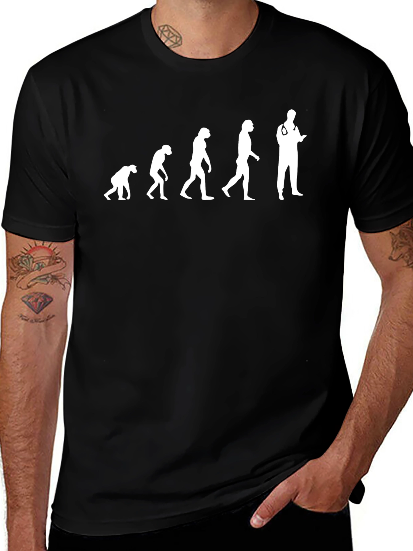 Variant 9 of Evolution of Doctor Graphic Tee - Black Cotton Shirt
