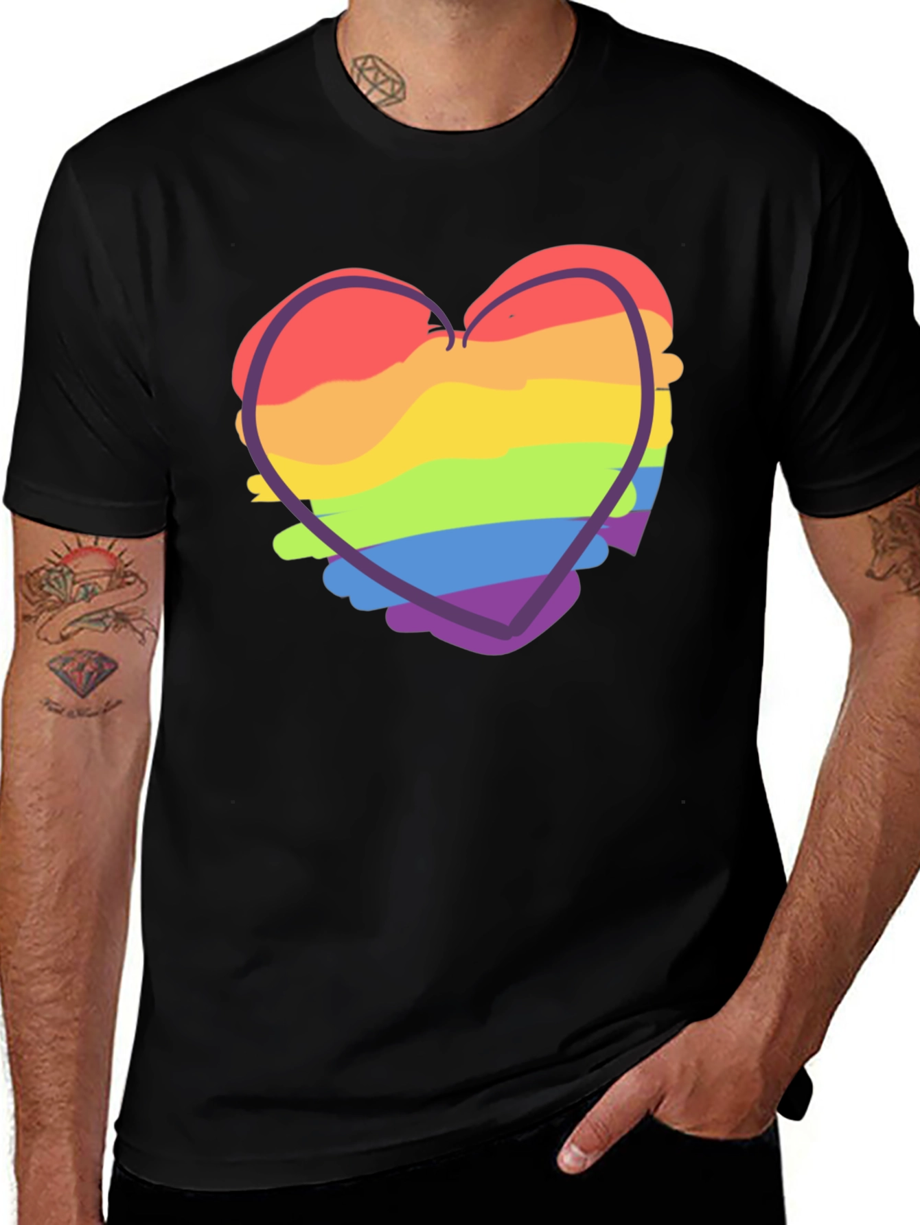 Variant 12 of Rainbow Heart Graphic Tee - Pride Love