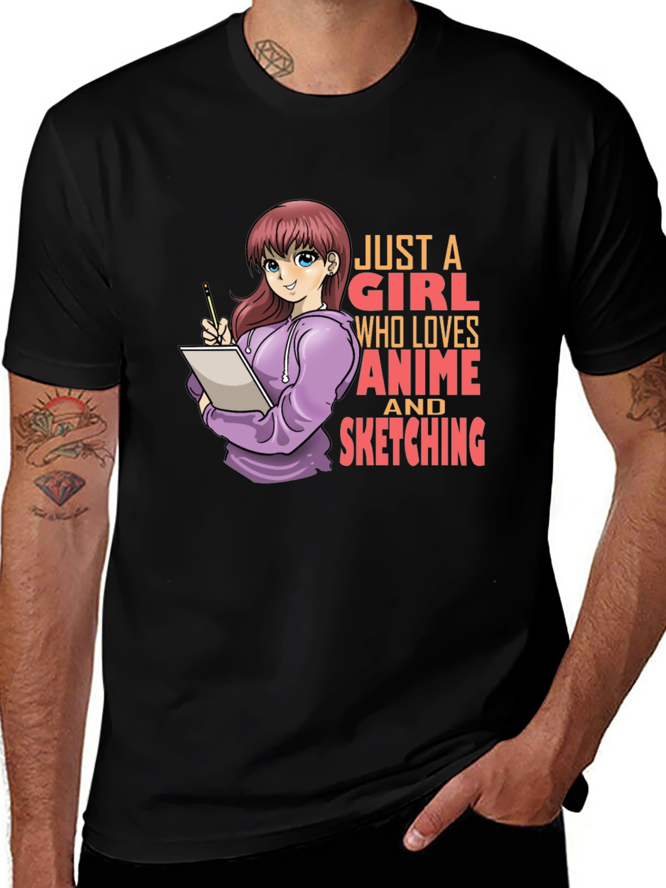 Variant 26 of Anime & Sketching Graphic Tee - Just a Girl Who Loves Anime