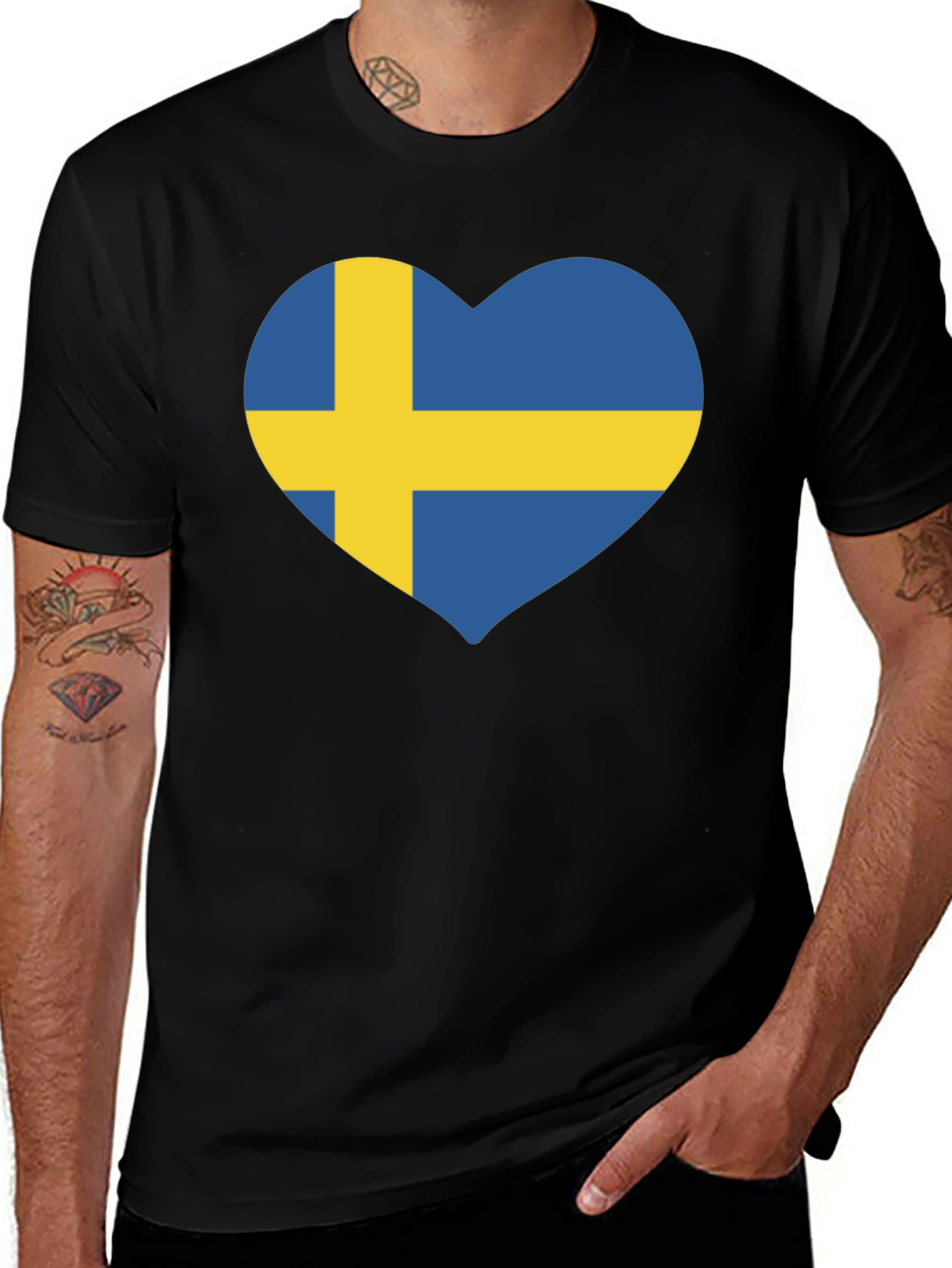 Swedish Flag Heart T-Shirt - Show Your Love for Sweden!