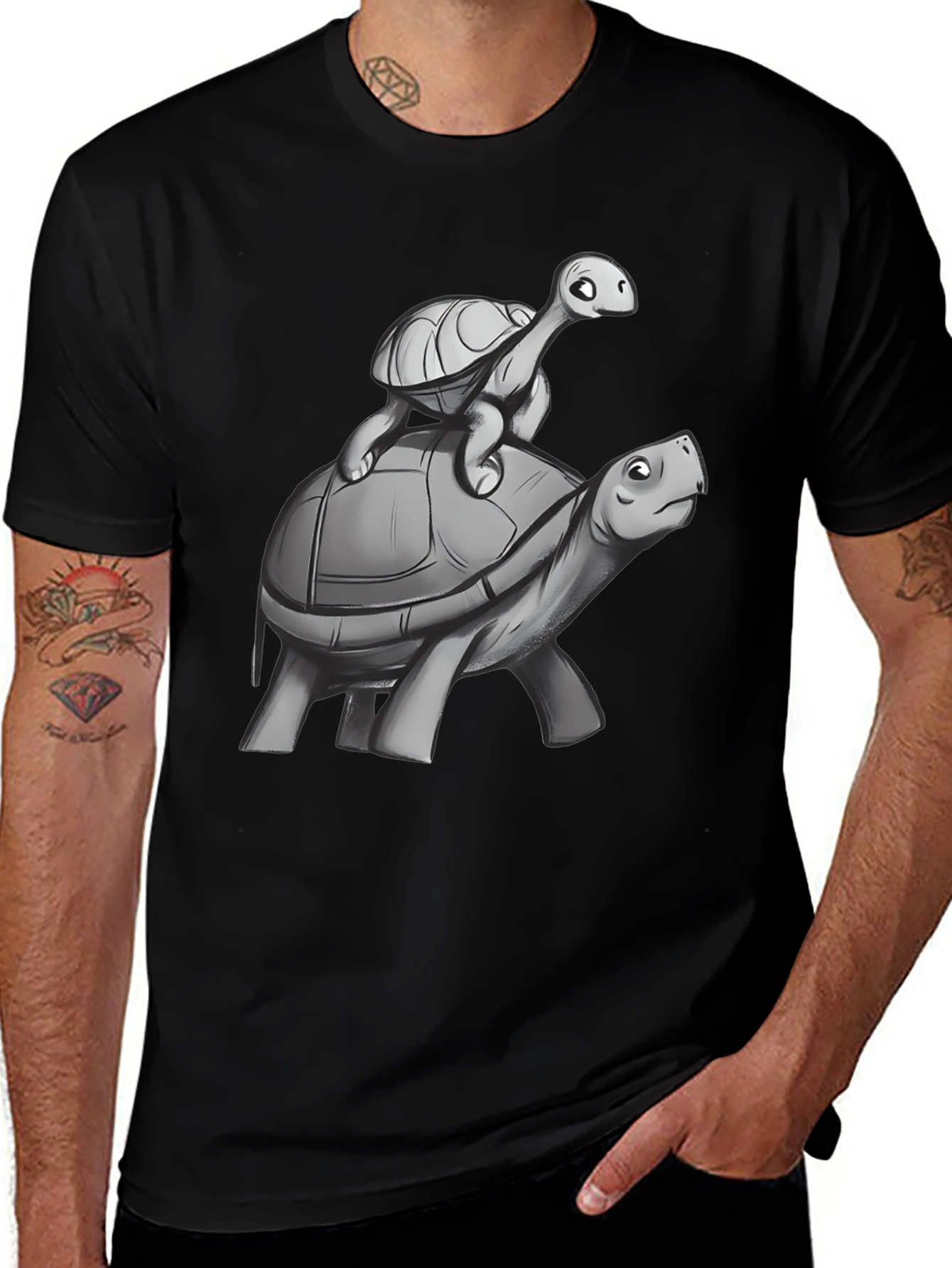 Variant 9 of Turtle Stack Graphic Tee - Unique Animal Design