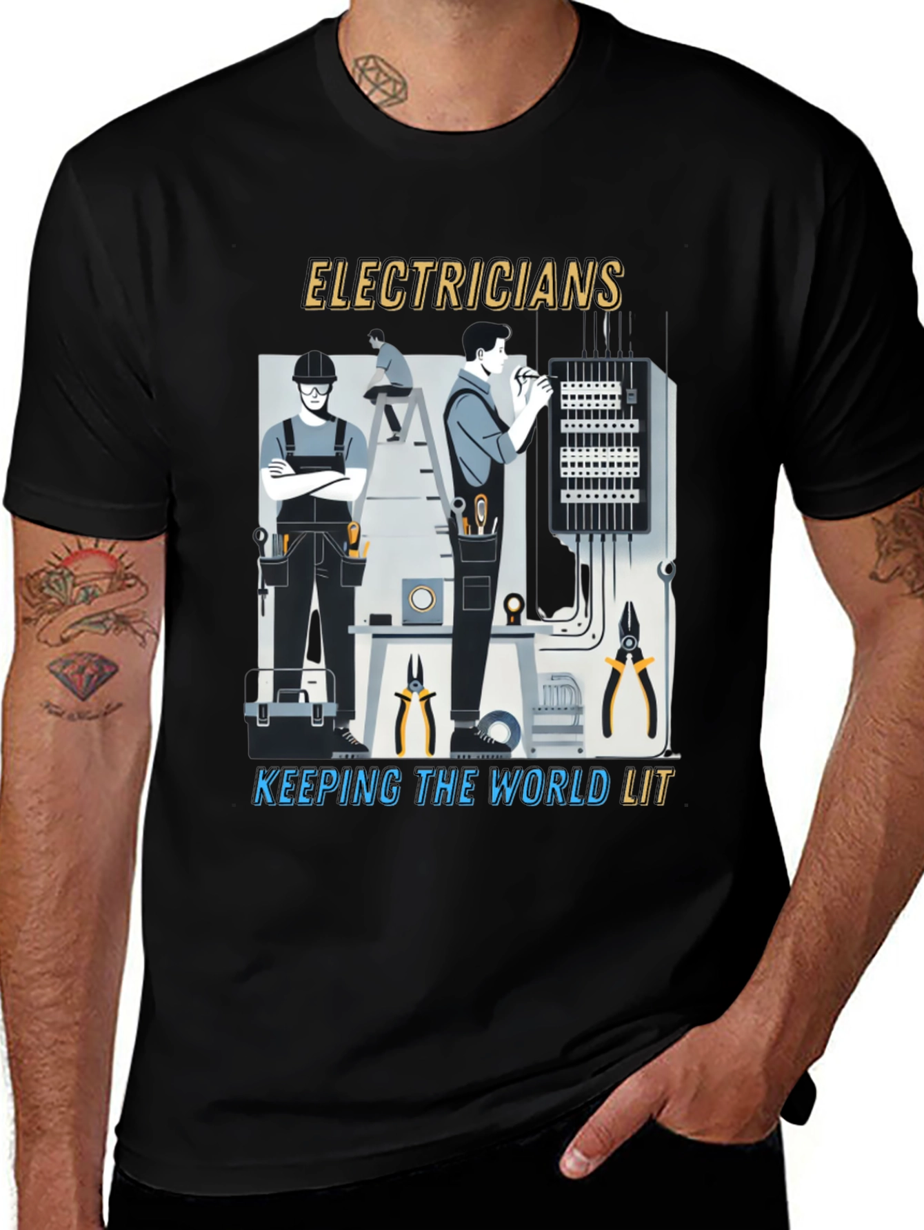 Variant 23 of Electricians Keeping the World Lit Graphic T-Shirt