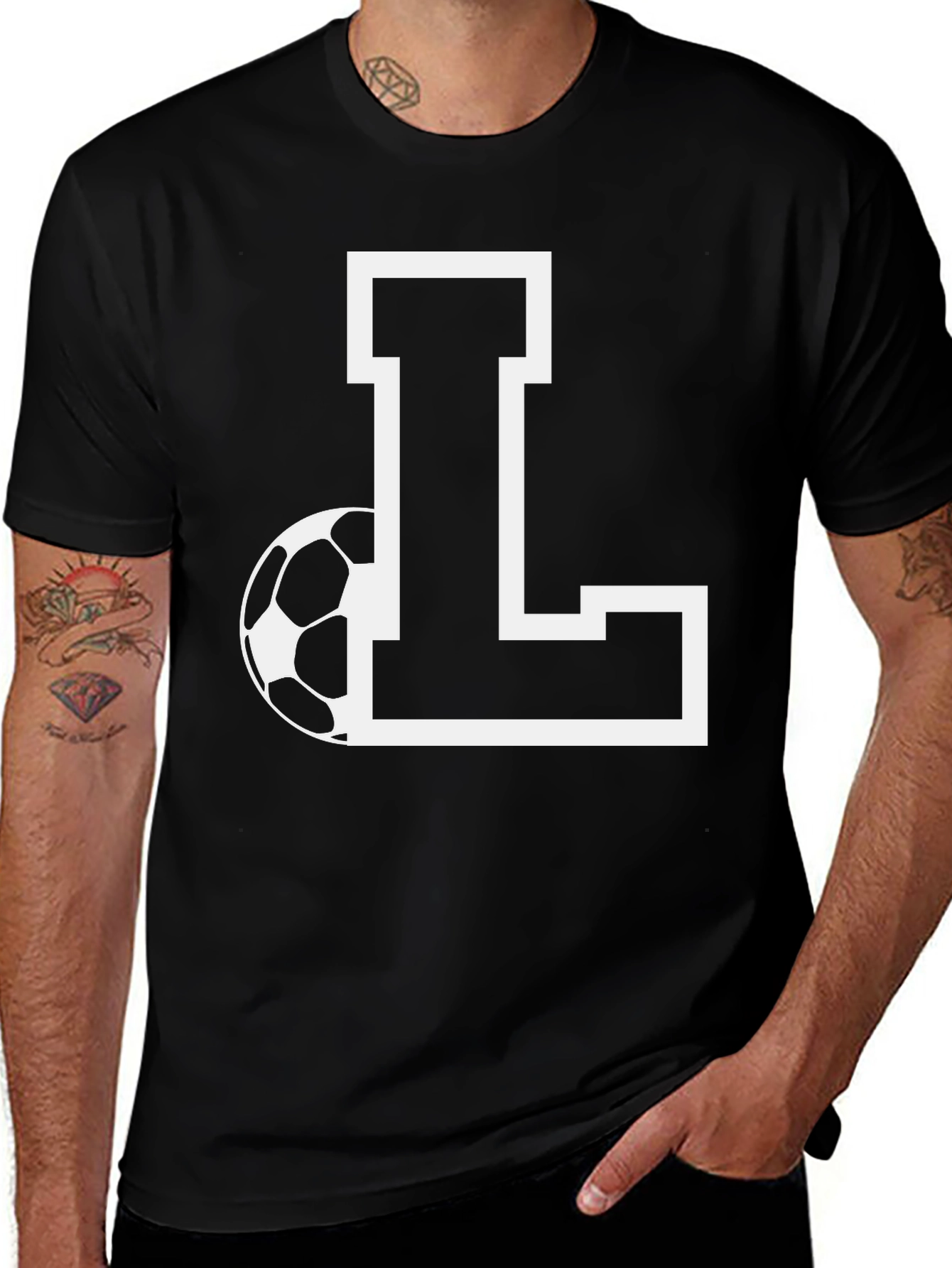 Variant 17 of Soccer L Initial Black T-Shirt