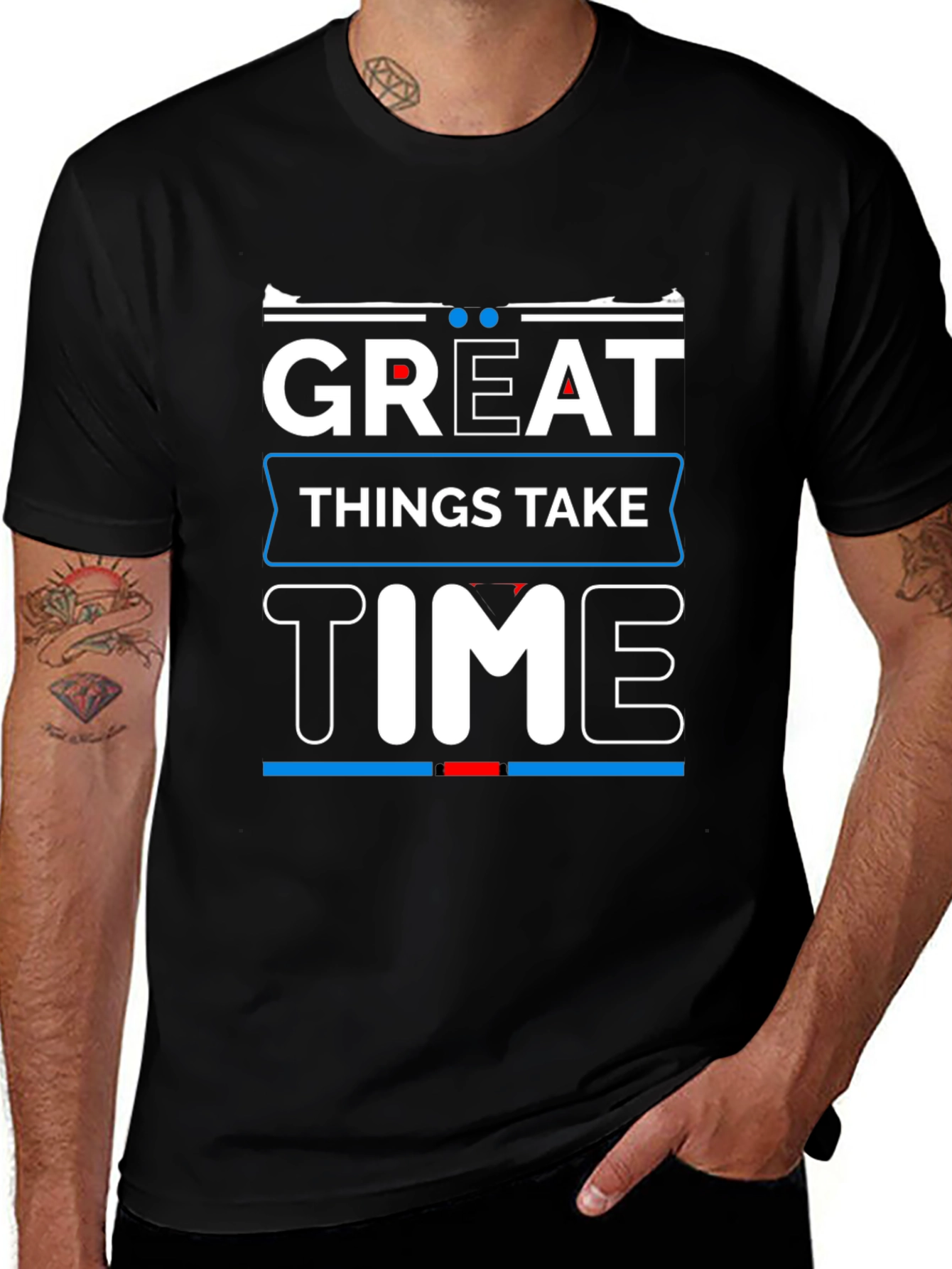 Variant 29 of Great Things Take Time Graphic T-Shirt - Black