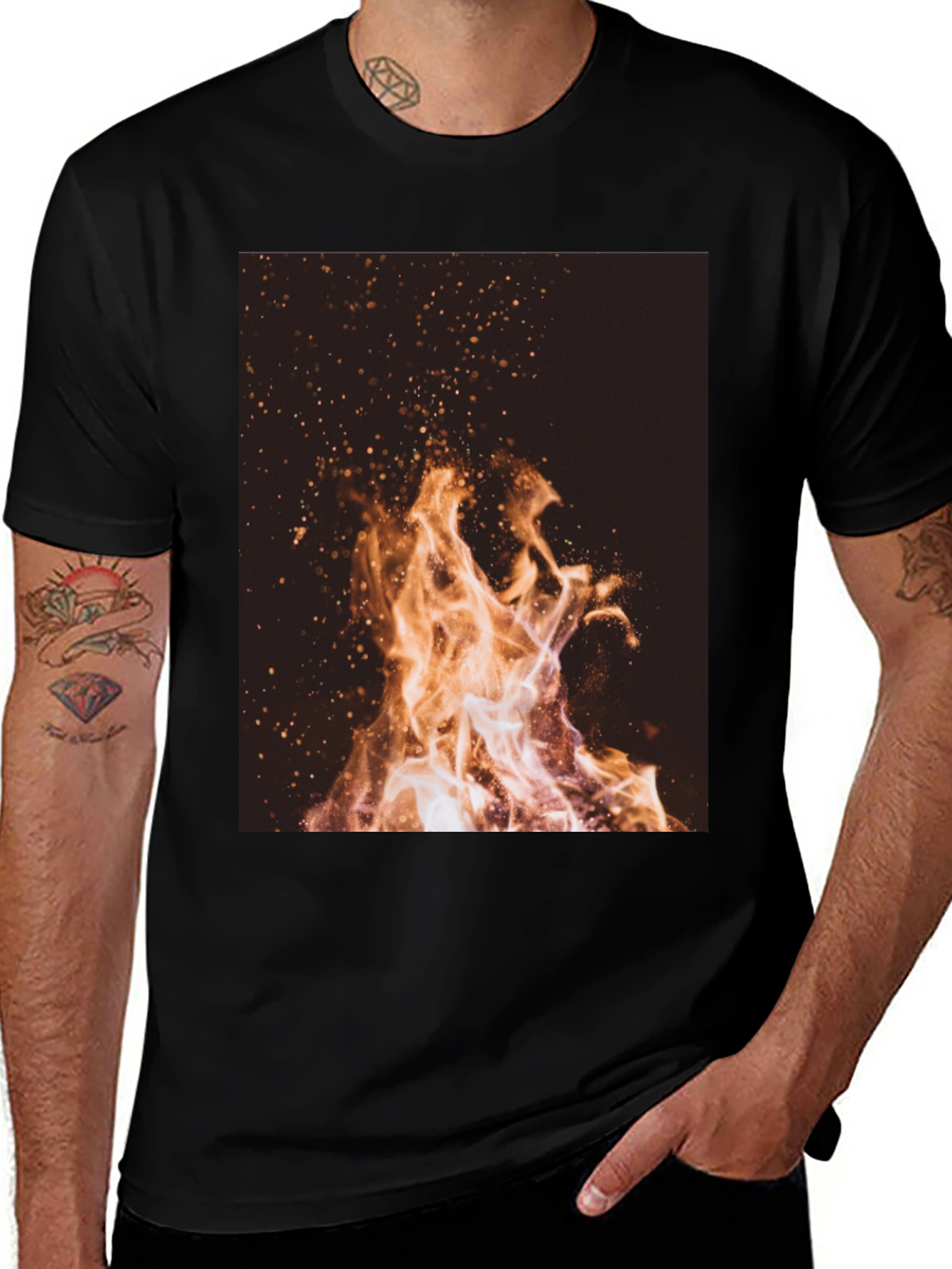 Inferno Black T-Shirt - Fiery Graphic Tee