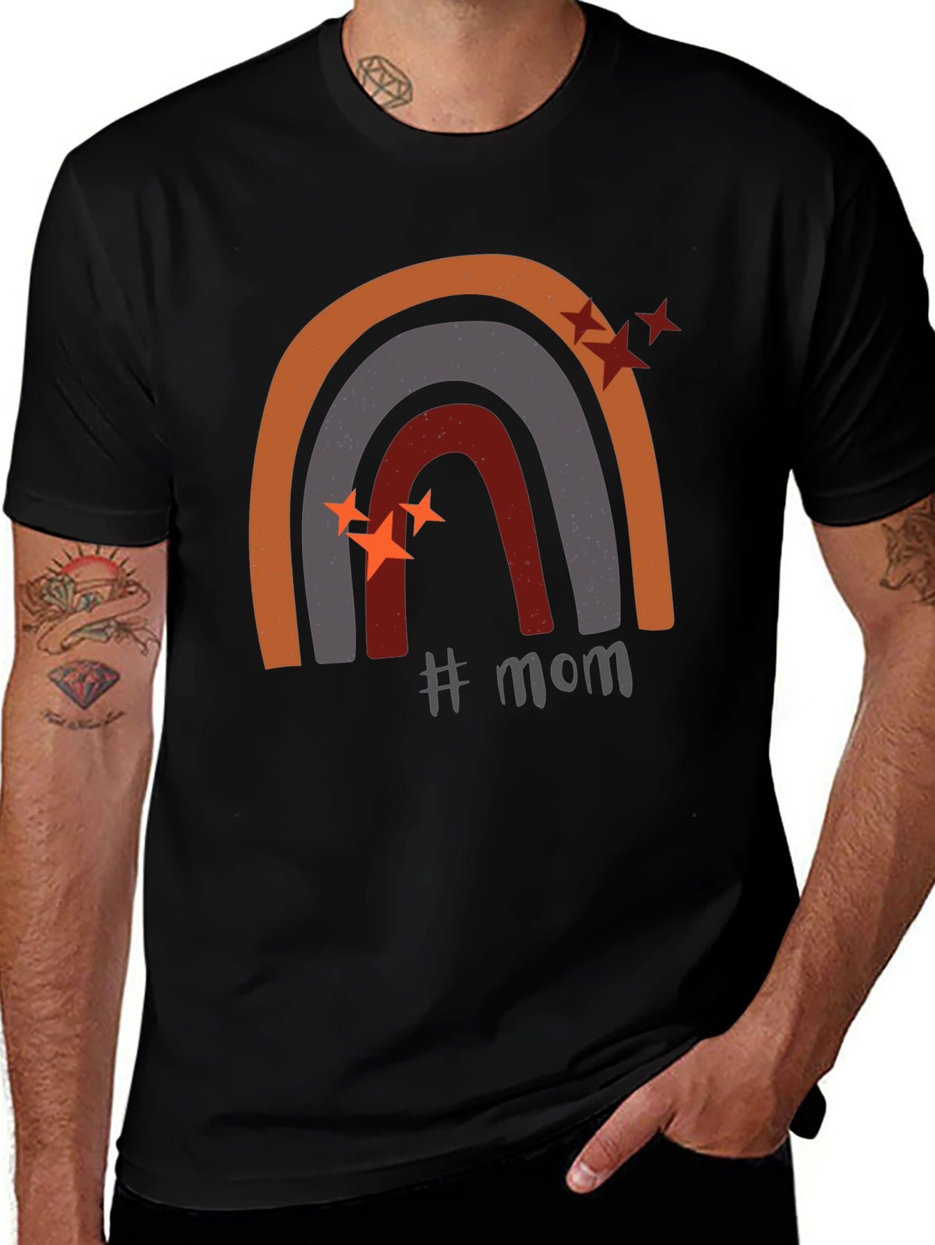 Mom Rainbow Graphic Tee - Trendy Mother's Day Shirt