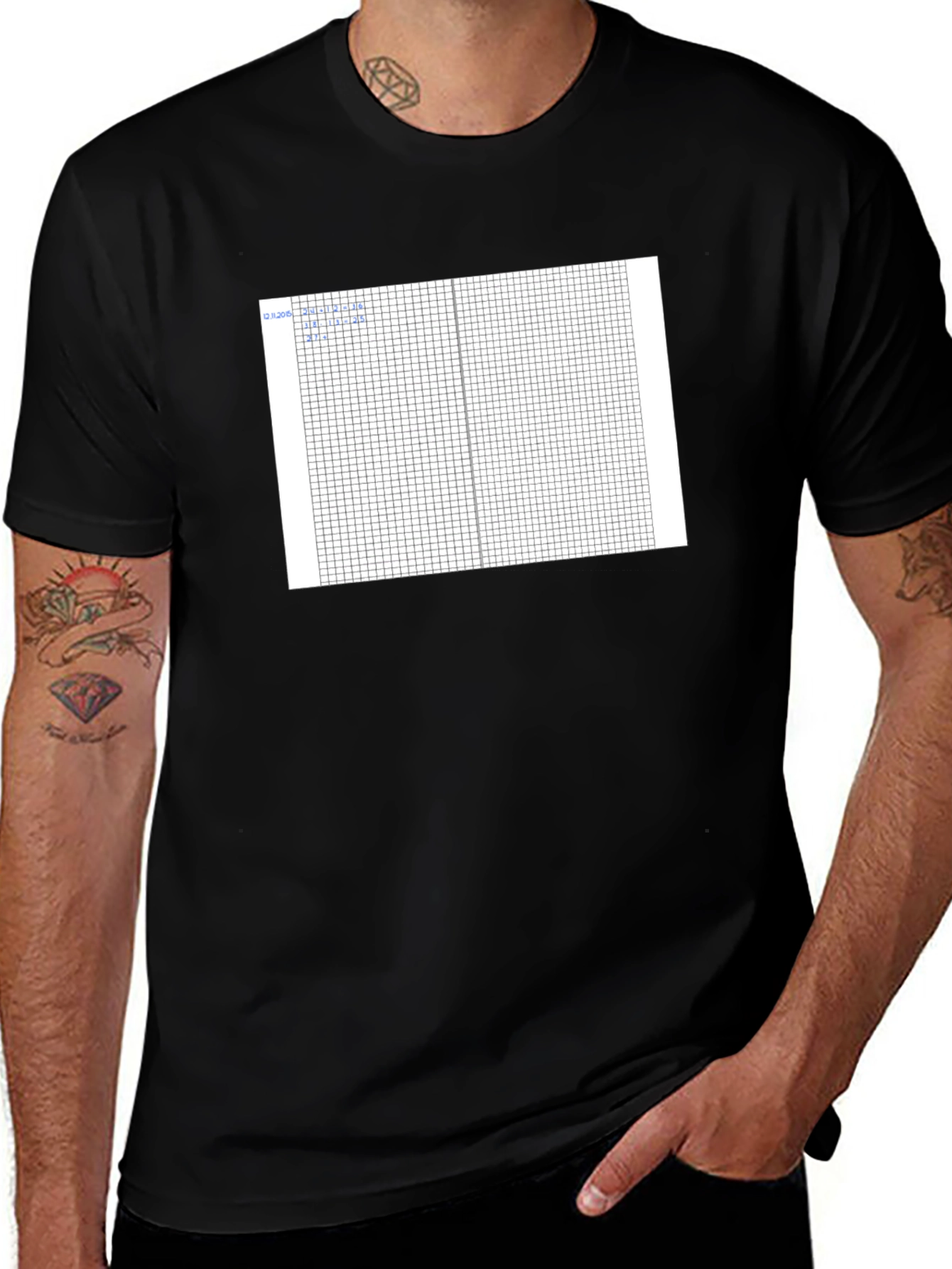 Graph Paper Tee - Grid Pattern Comfort