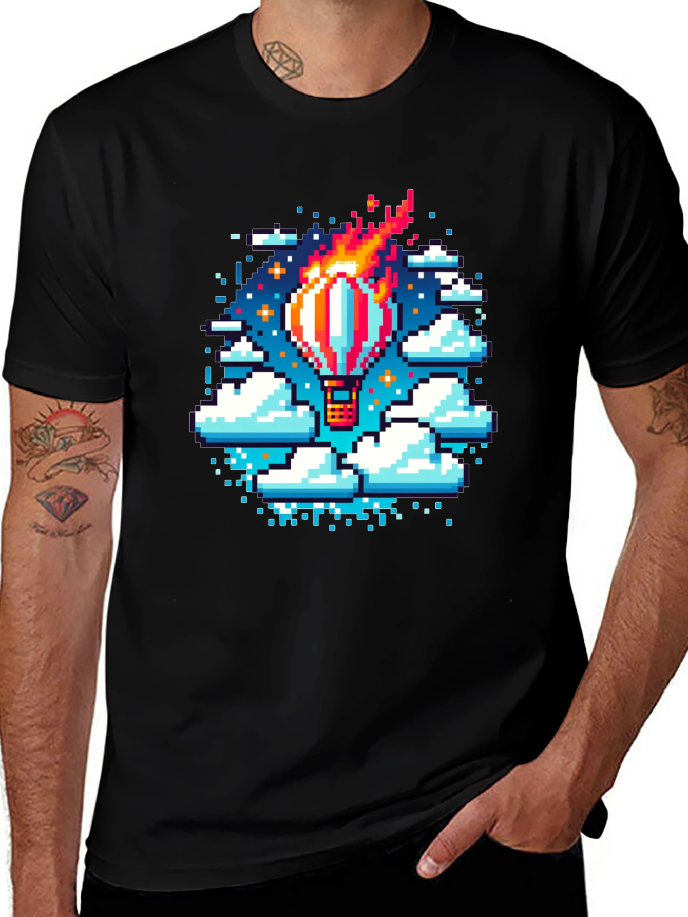 Variant 16 of Pixel Art Hot Air Balloon Graphic Tee