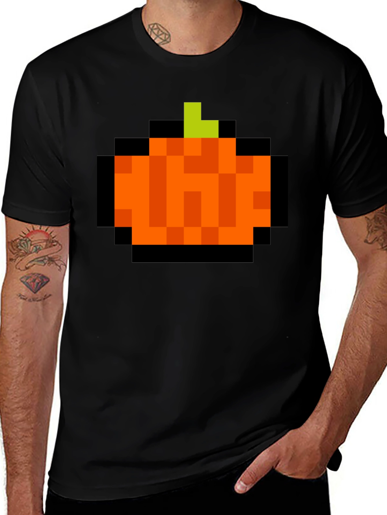 Pixelated Pumpkin T-Shirt - Retro Halloween Tee