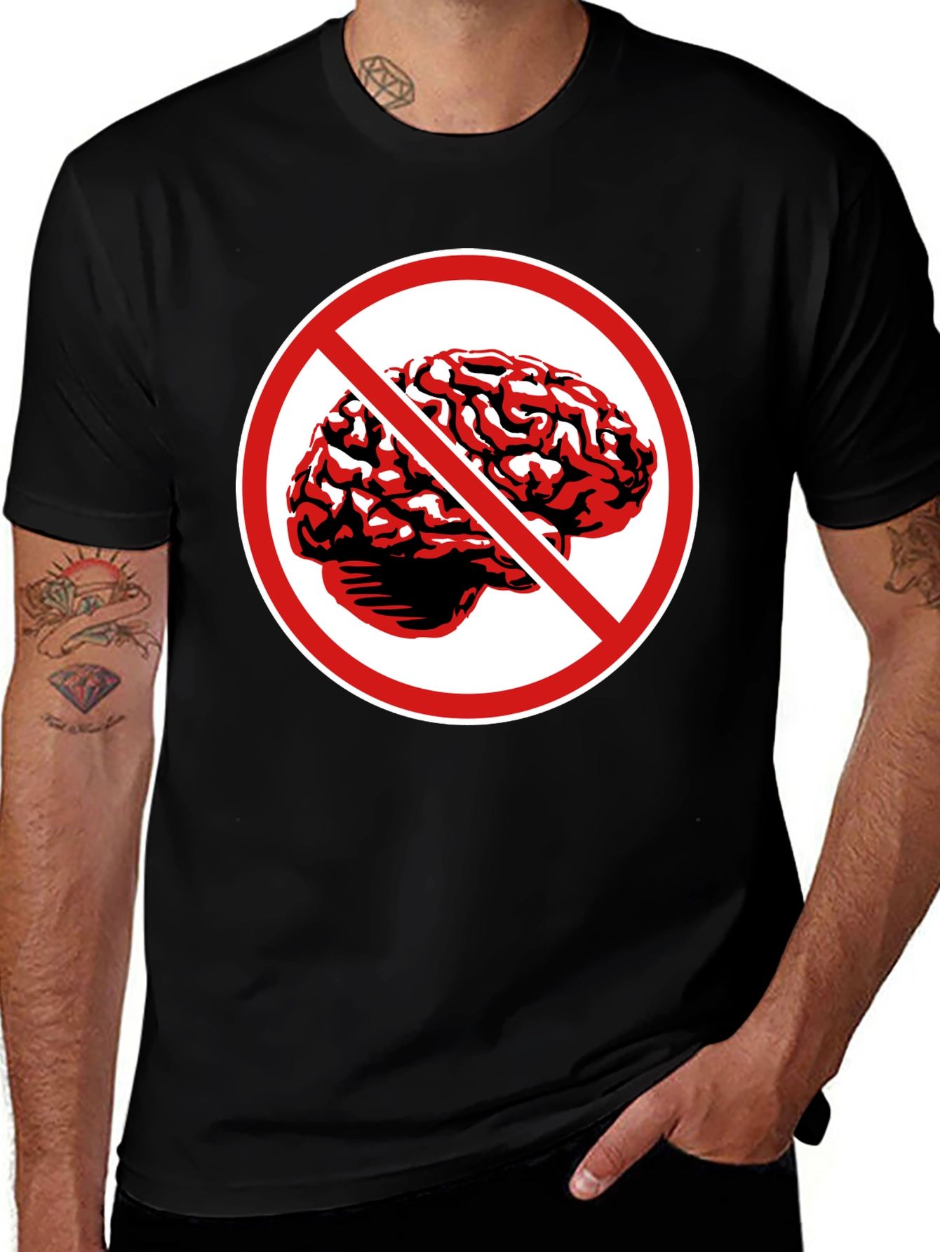 Variant 26 of No Brains T-Shirt - Black Graphic Tee