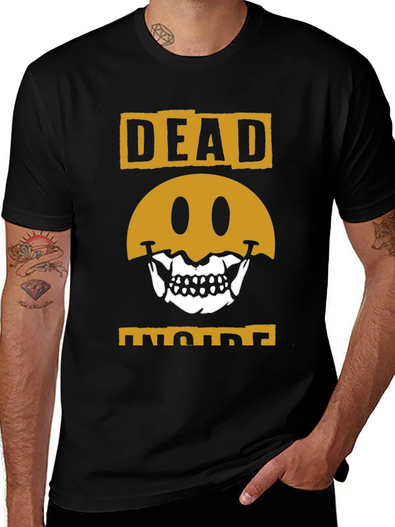 Variant 25 of Dead Inside Graphic Tee - Skull Smiley Face T-Shirt