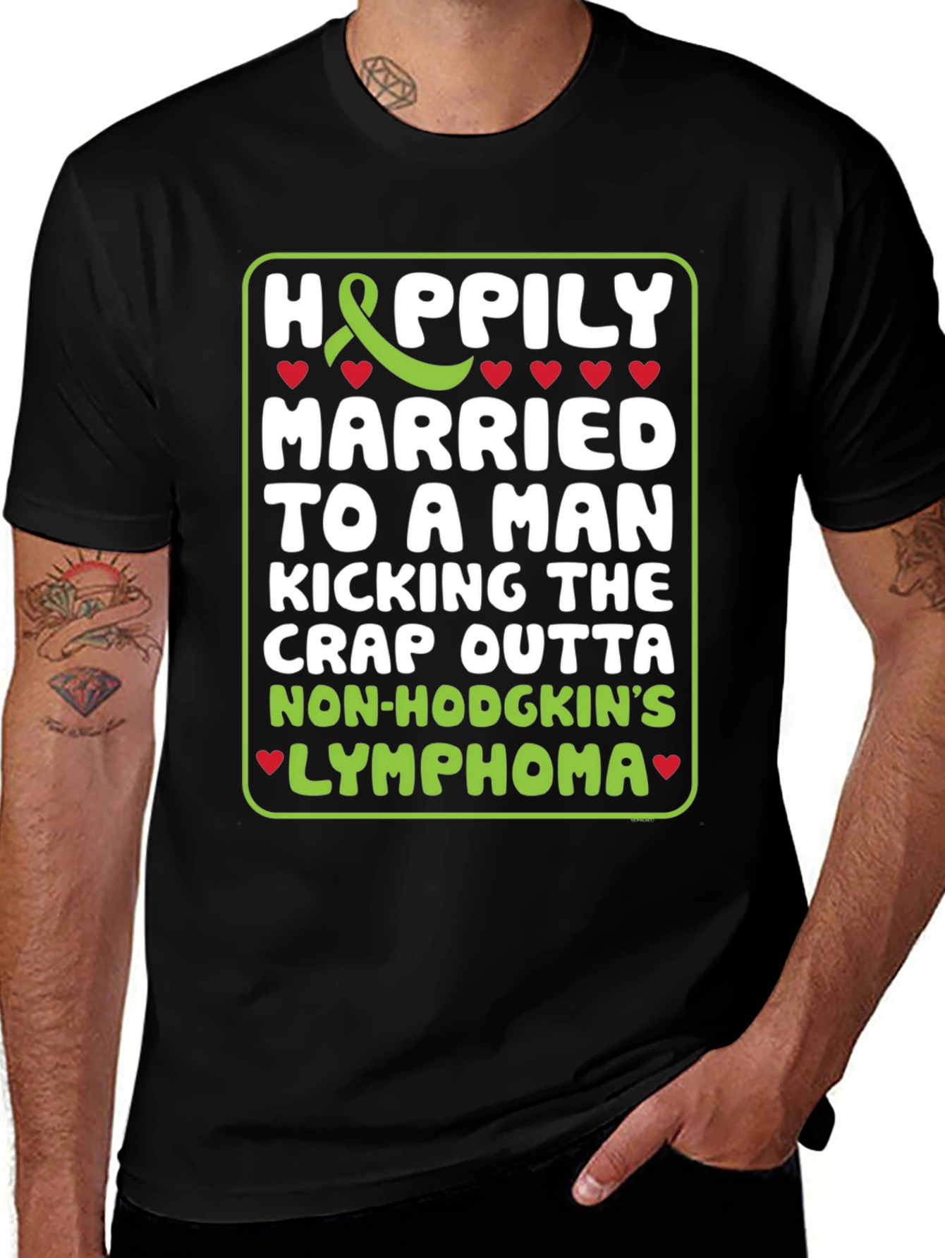 Variant 12 of Happily Married Lymphoma Awareness T-Shirt