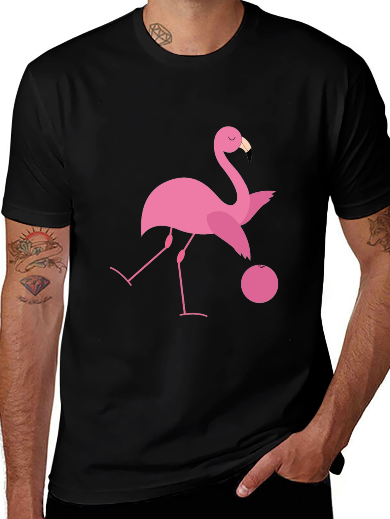 Variant 27 of Flamingo Bowling T-Shirt - Fun & Stylish Tee