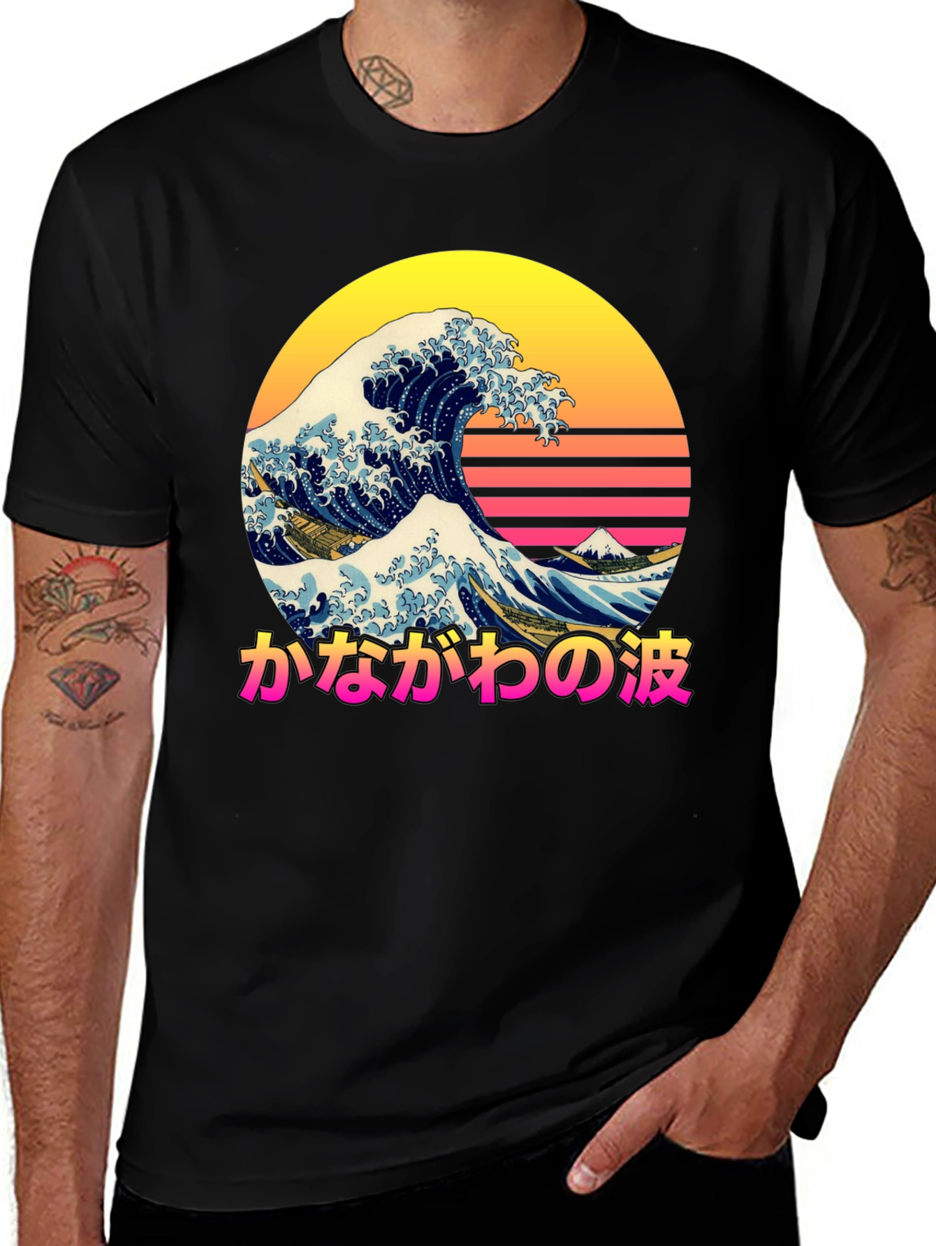 Variant 22 of Great Wave Kanagawa T-Shirt, Retro Wave Tee