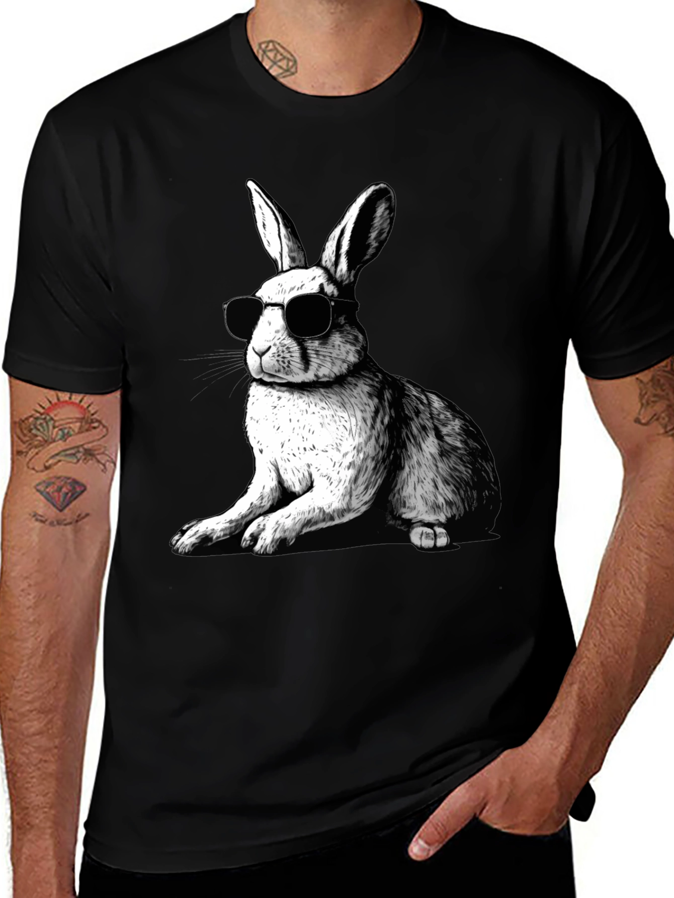 Variant 22 of Cool Rabbit Graphic Tee - Unisex Black T-Shirt