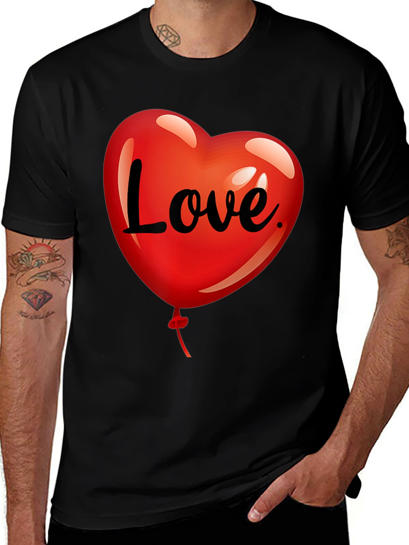 Variant 19 of Love Heart Balloon Graphic Tee - Black