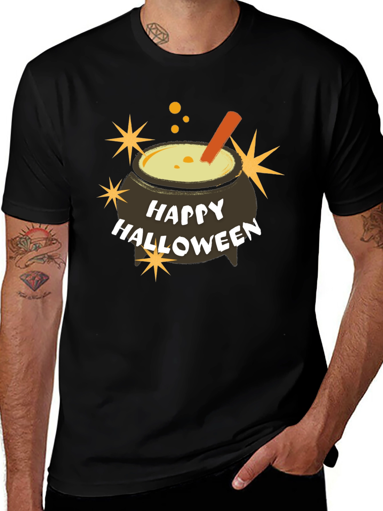 Happy Halloween Cauldron Graphic T-Shirt