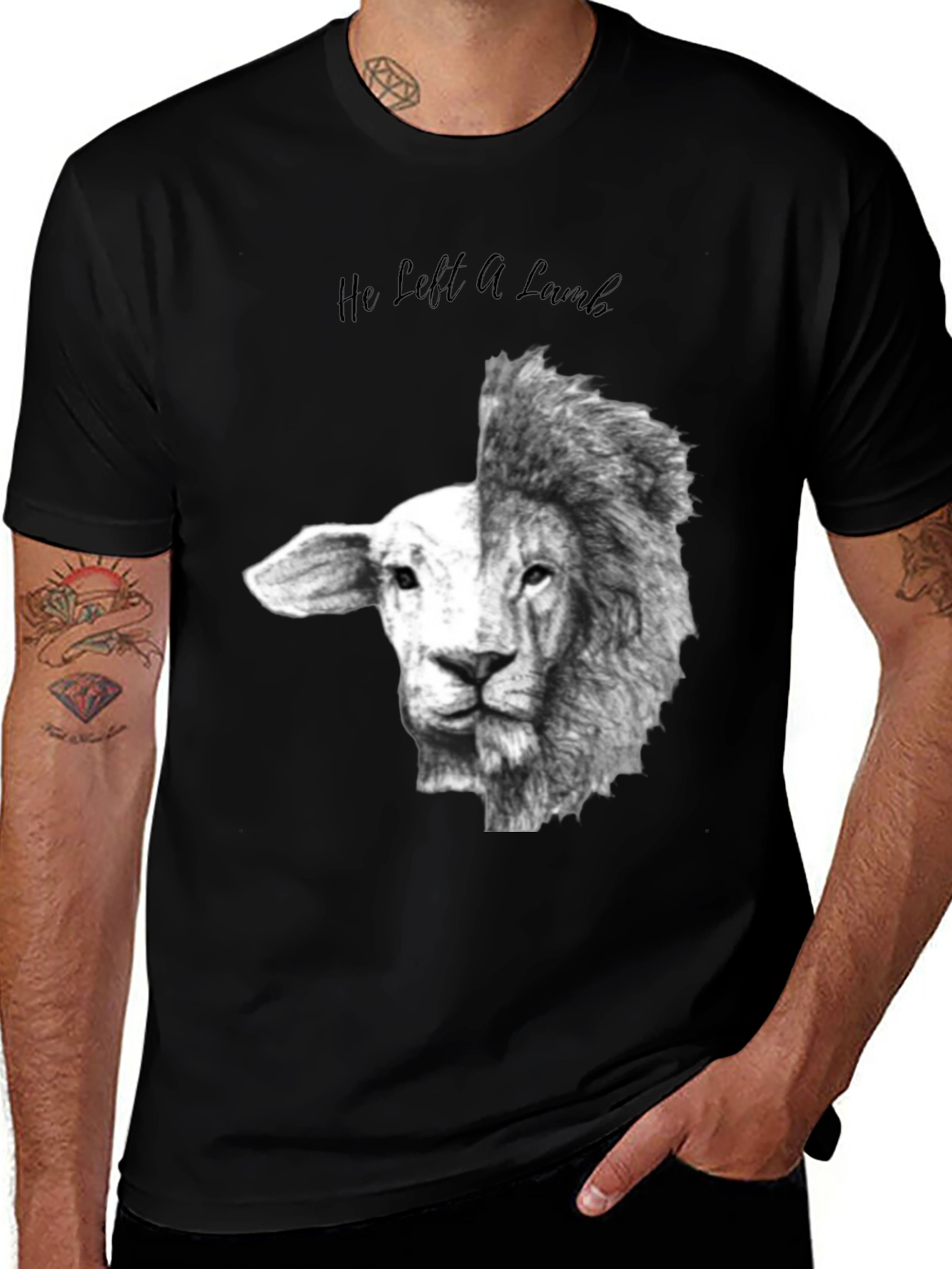 Lion and Lamb Graphic Black T-Shirt