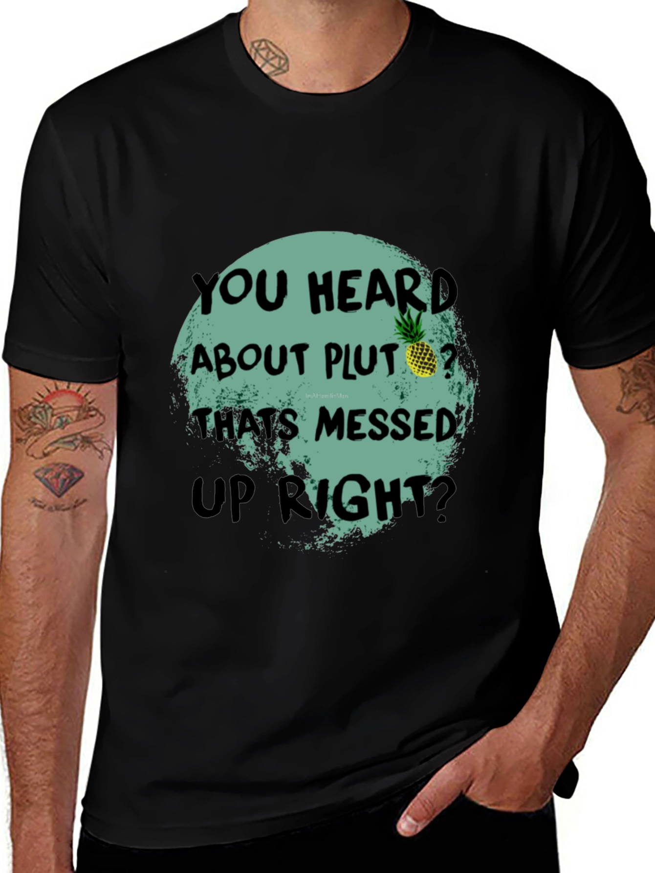 Variant 2 of Funny Pluto Pineapple Graphic Tee - Unique Statement T-Shirt