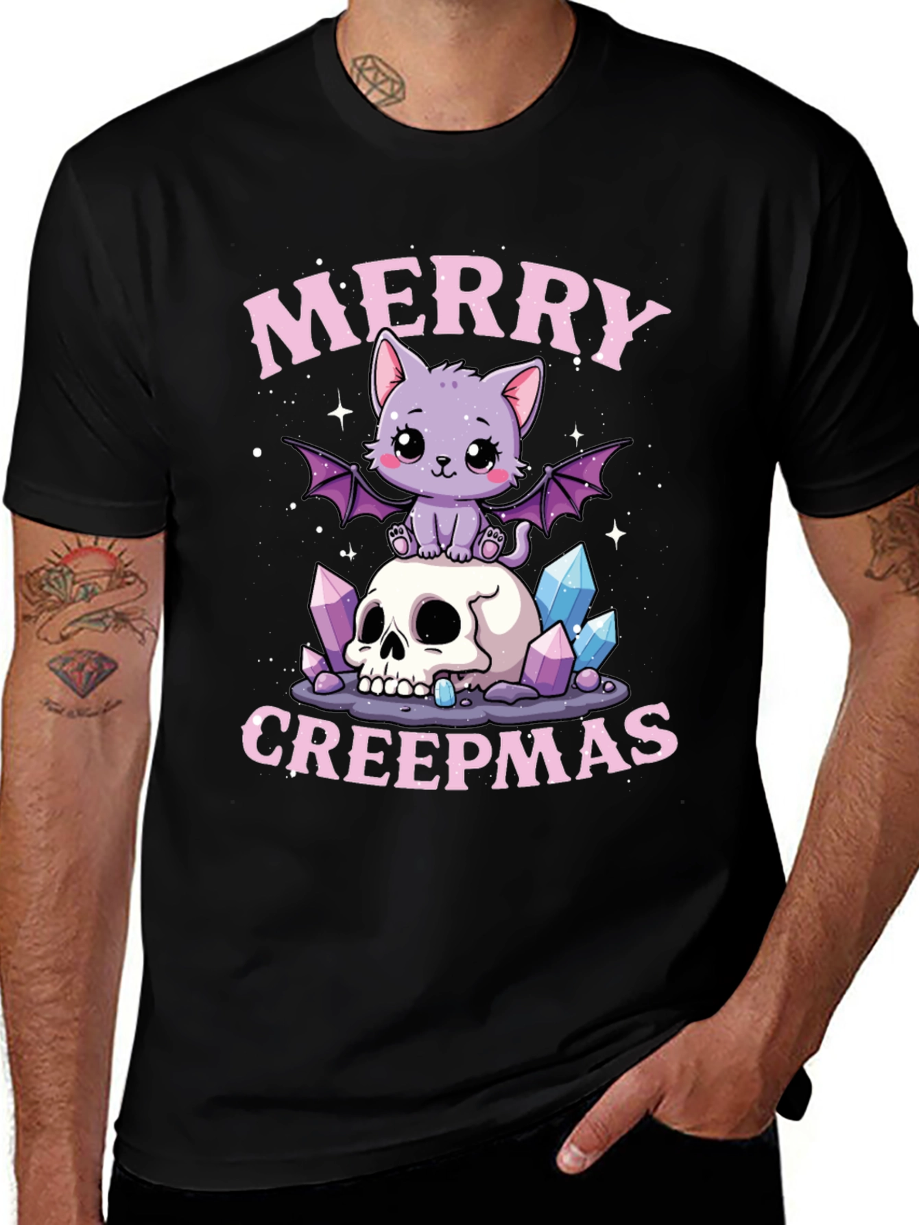 Merry Creepmas Graphic Tee - Gothic Holiday Shirt