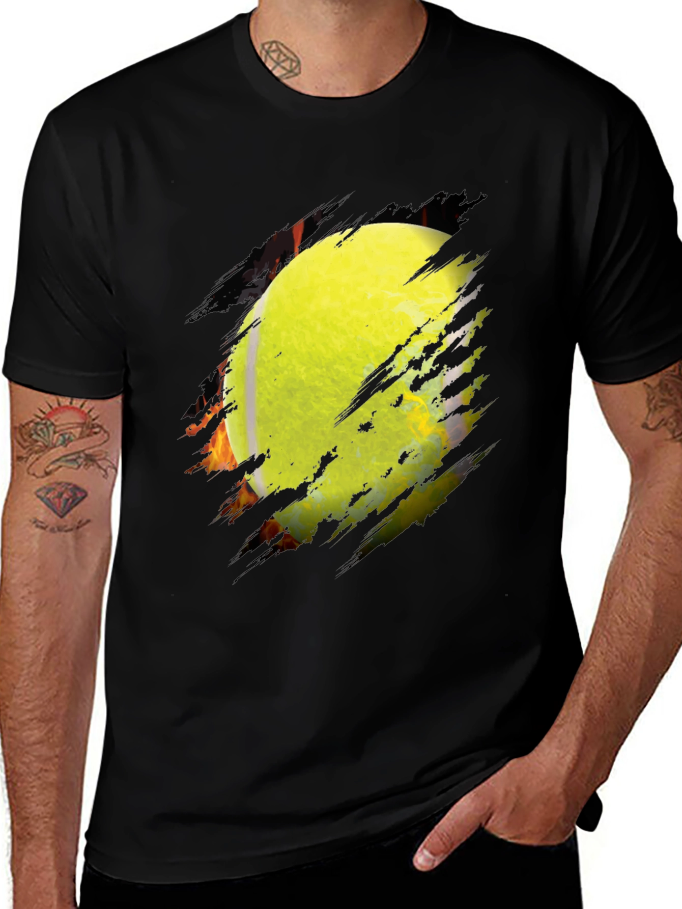 Variant 24 of Fiery Tennis Ball Graphic Tee