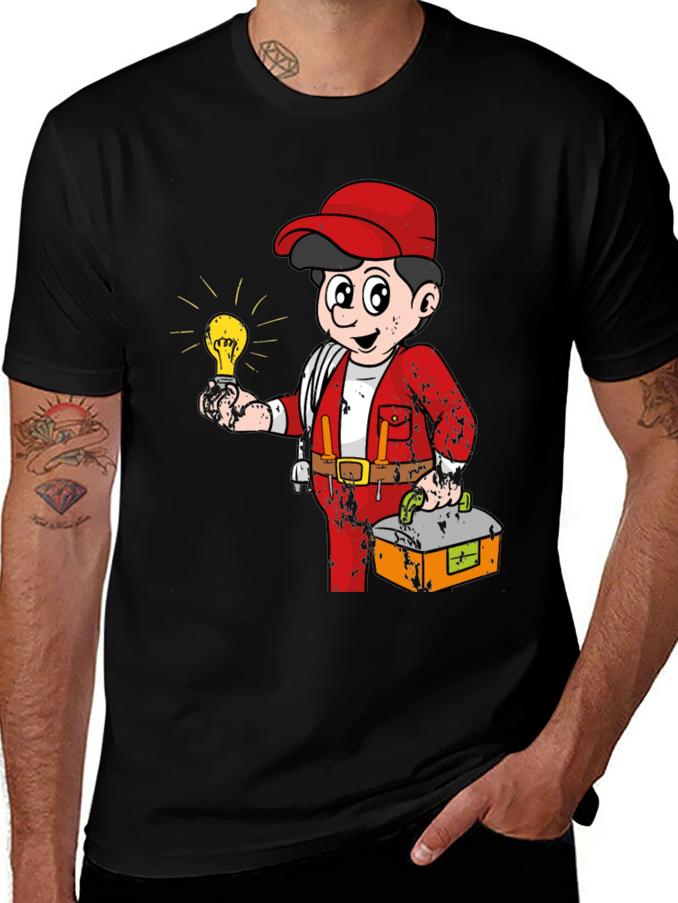Variant 12 of Electrician Cartoon Graphic Tee