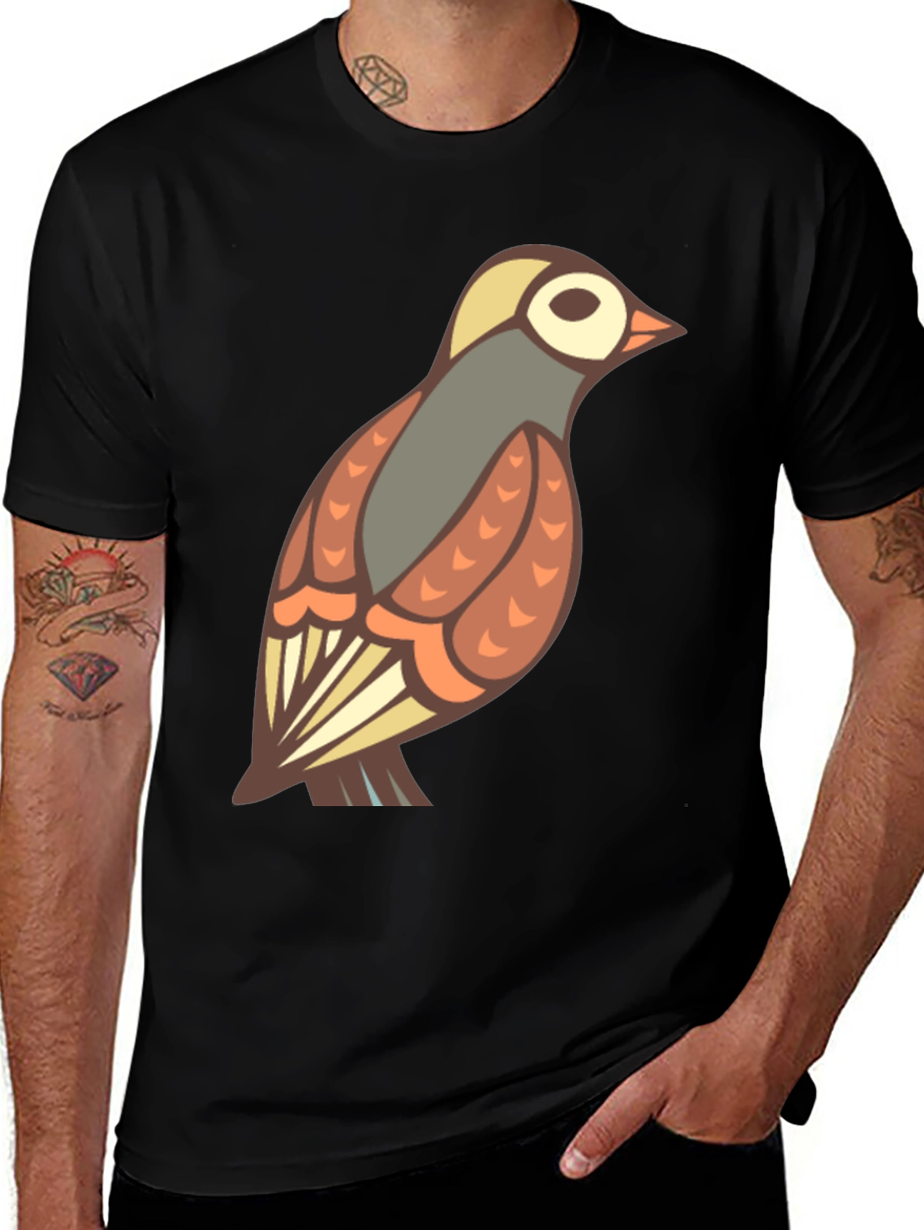 Variant 16 of Bird Graphic Print Black T-Shirt