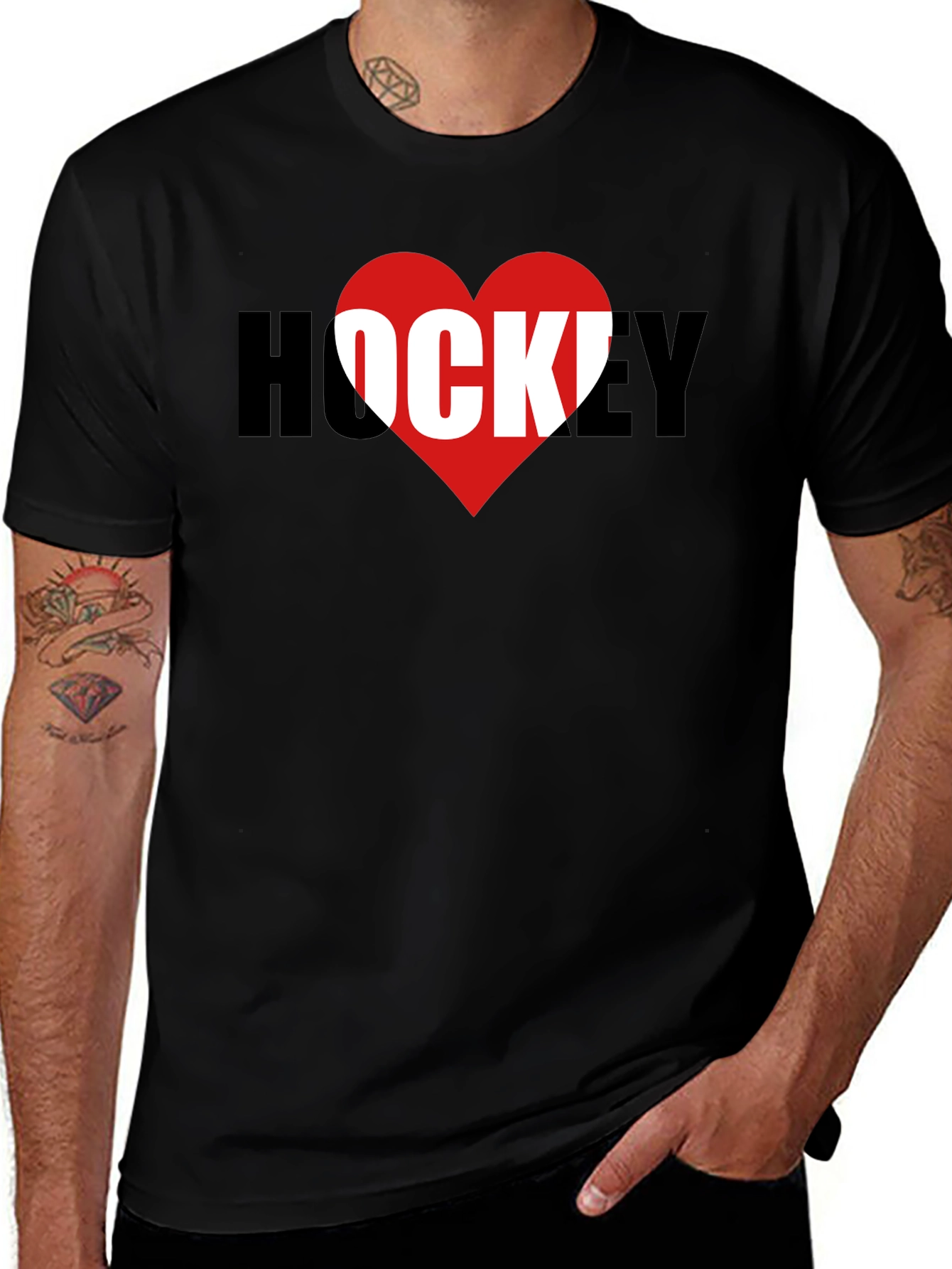 Variant 18 of I Heart Hockey Graphic T-Shirt - Black