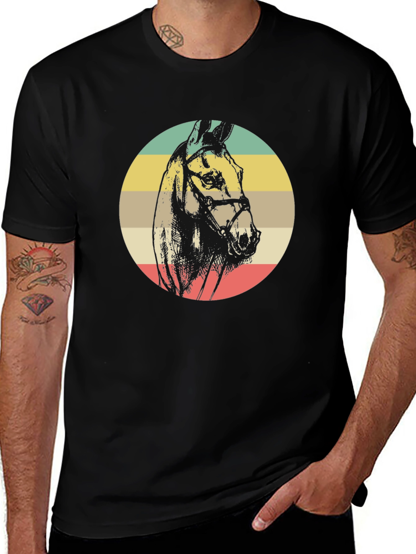 Variant 6 of Vintage Horse Head Graphic Tee - Equestrian Style