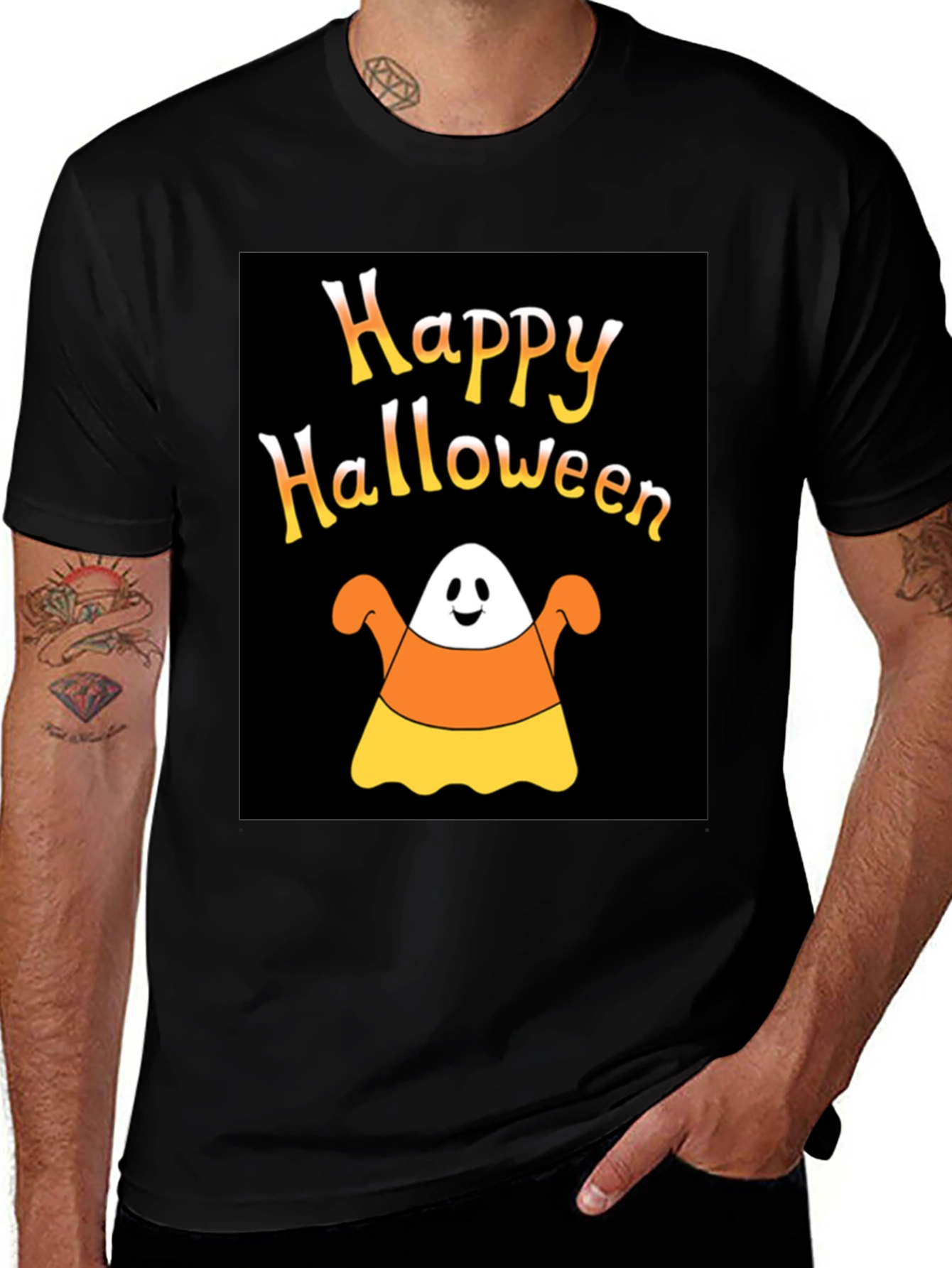 Happy Halloween Candy Corn Ghost T-Shirt