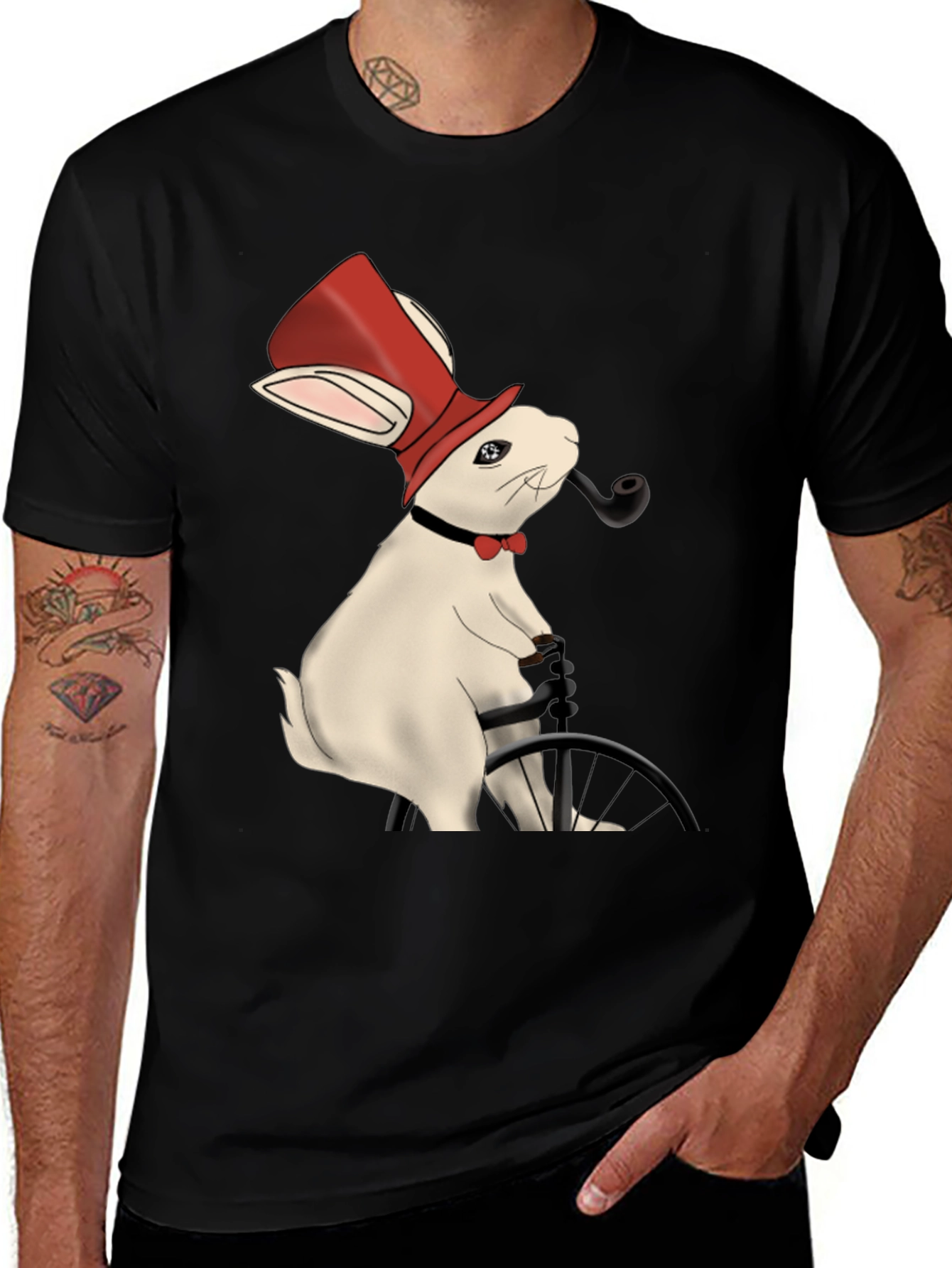 Variant 9 of Rabbit Gentleman T-Shirt - Unique Design