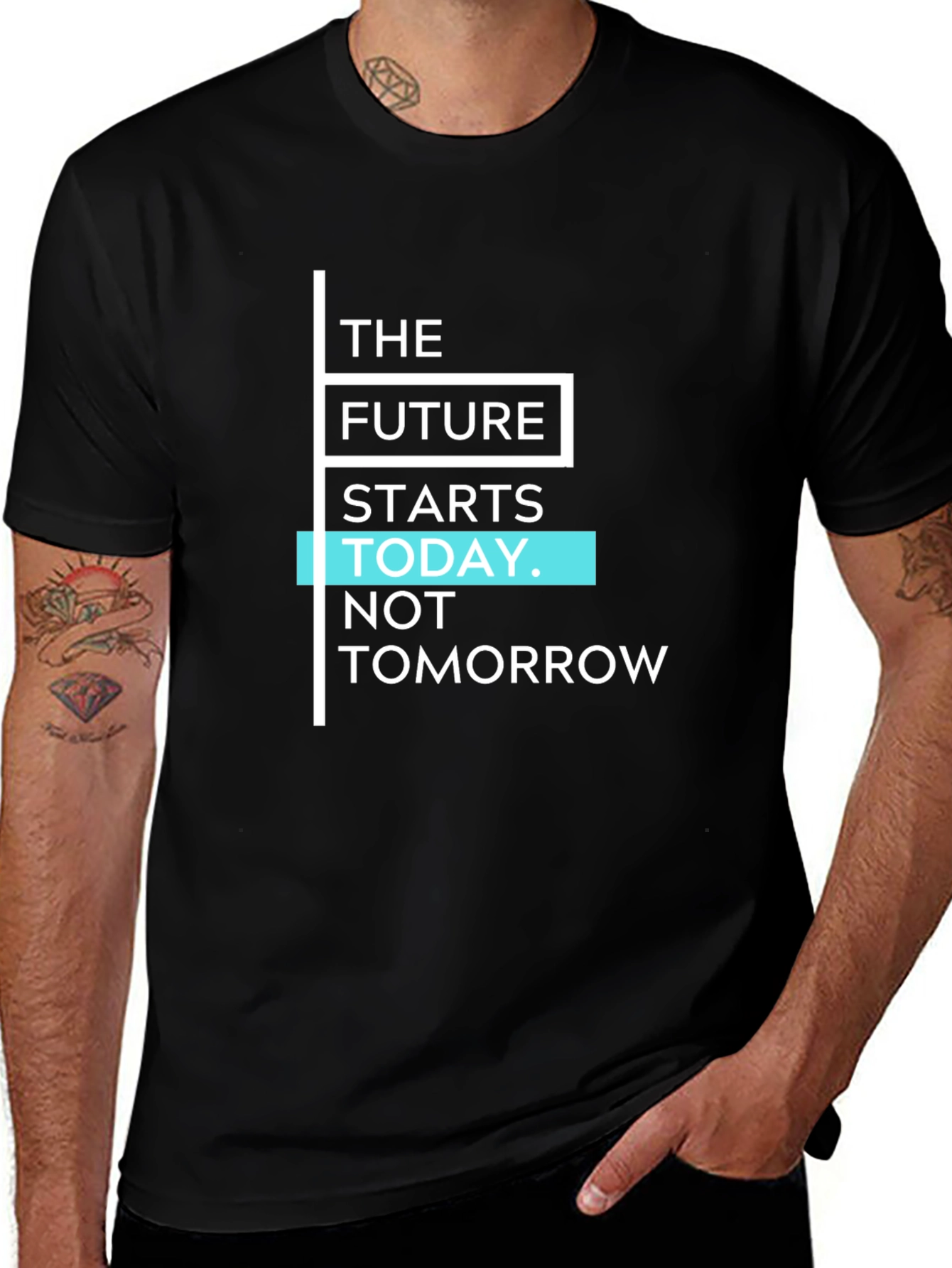 Variant 20 of Inspirational "Future Starts Today" Black T-Shirt