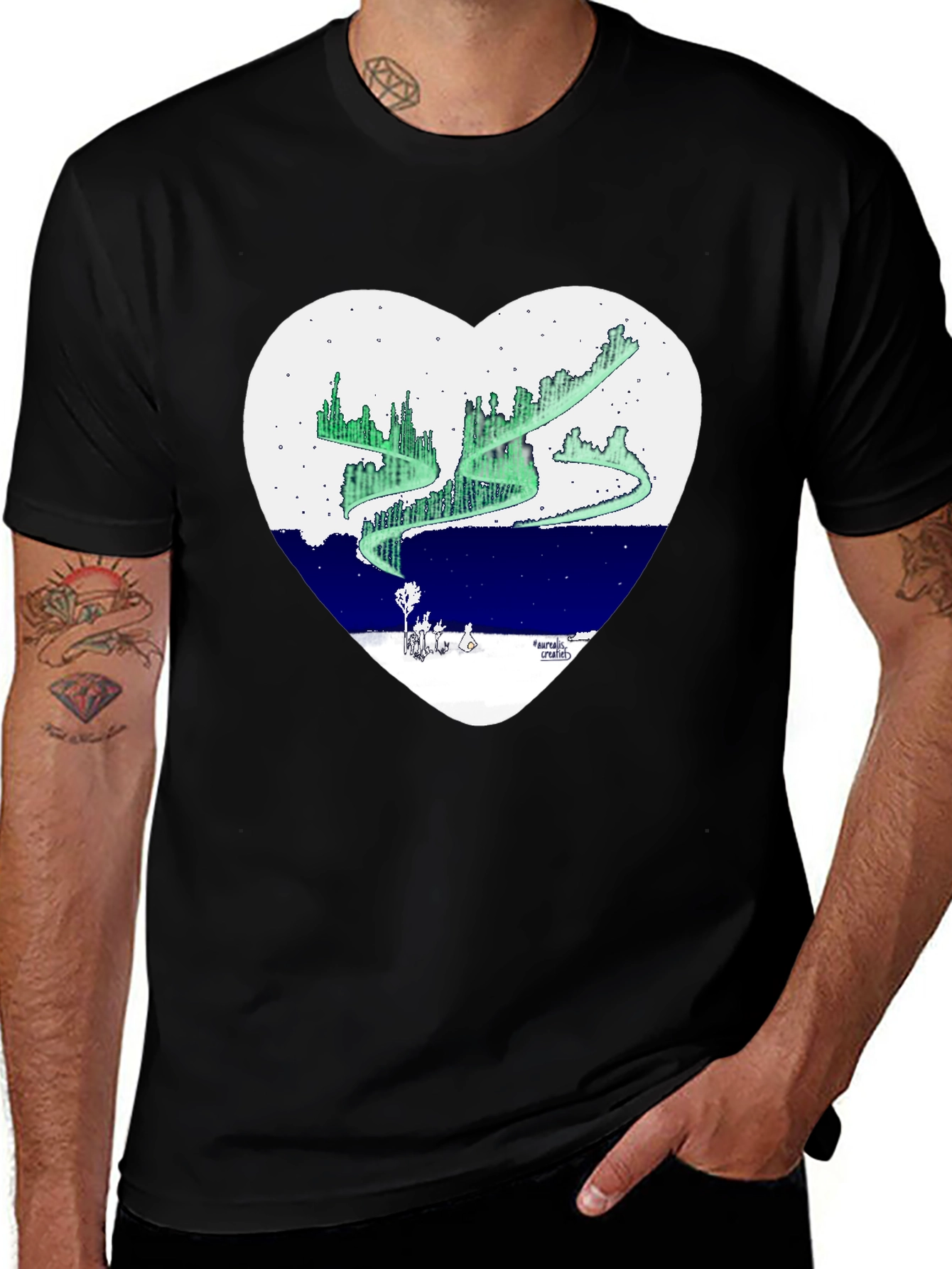 Variant 15 of Aurora Borealis Heart Graphic T-Shirt