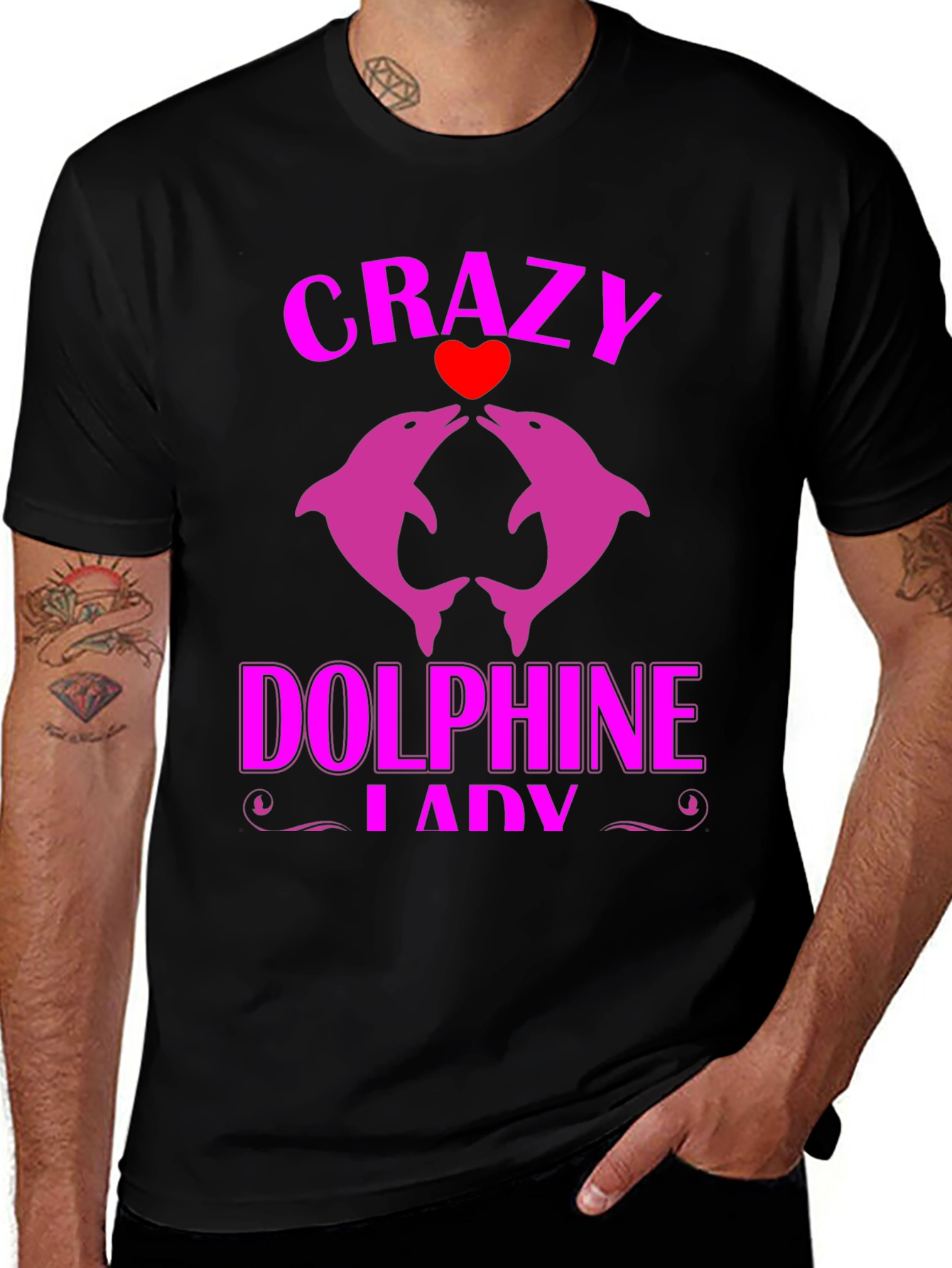 Variant 5 of Crazy Dolphin Lady Graphic Tee
