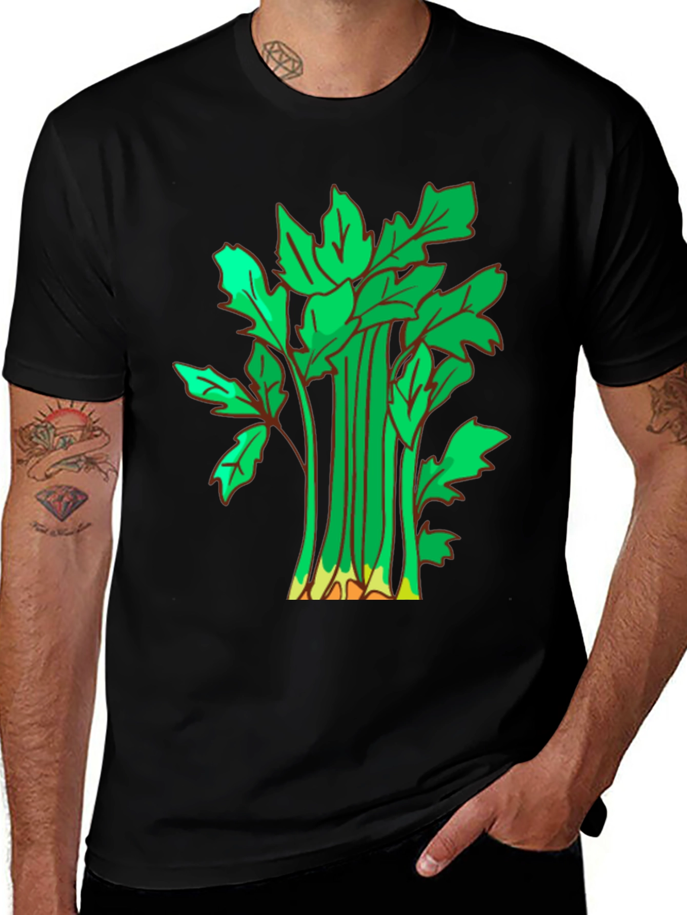 Variant 6 of Celery Graphic T-Shirt - Casual Black Tee