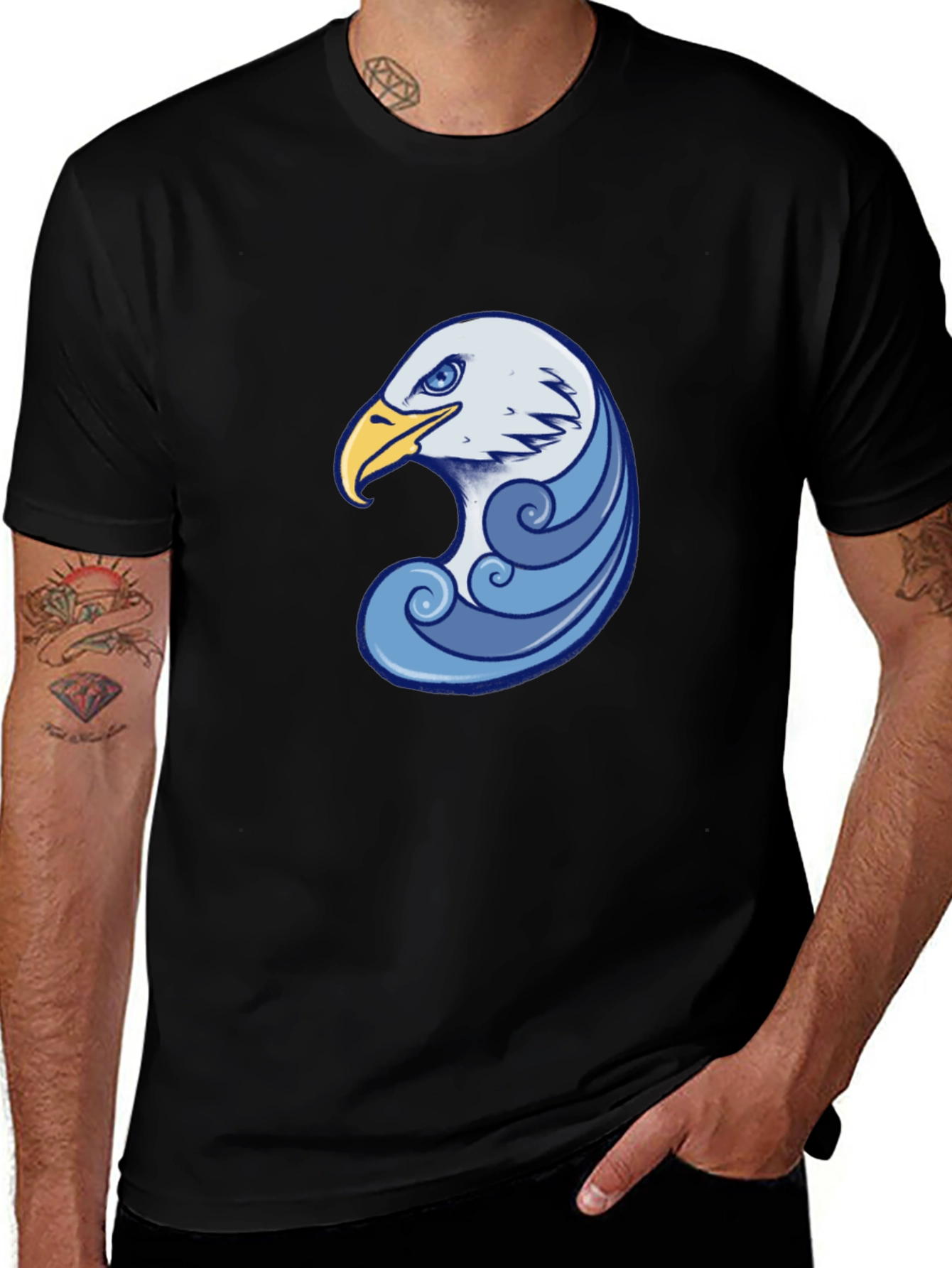 Variant 15 of Eagle Wave Graphic Tee - Stylish Black T-Shirt