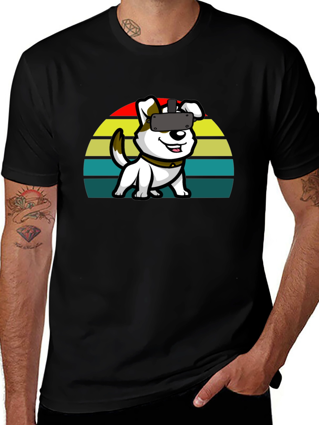 Variant 12 of VR Dog Graphic Tee - Black Cotton Comfort