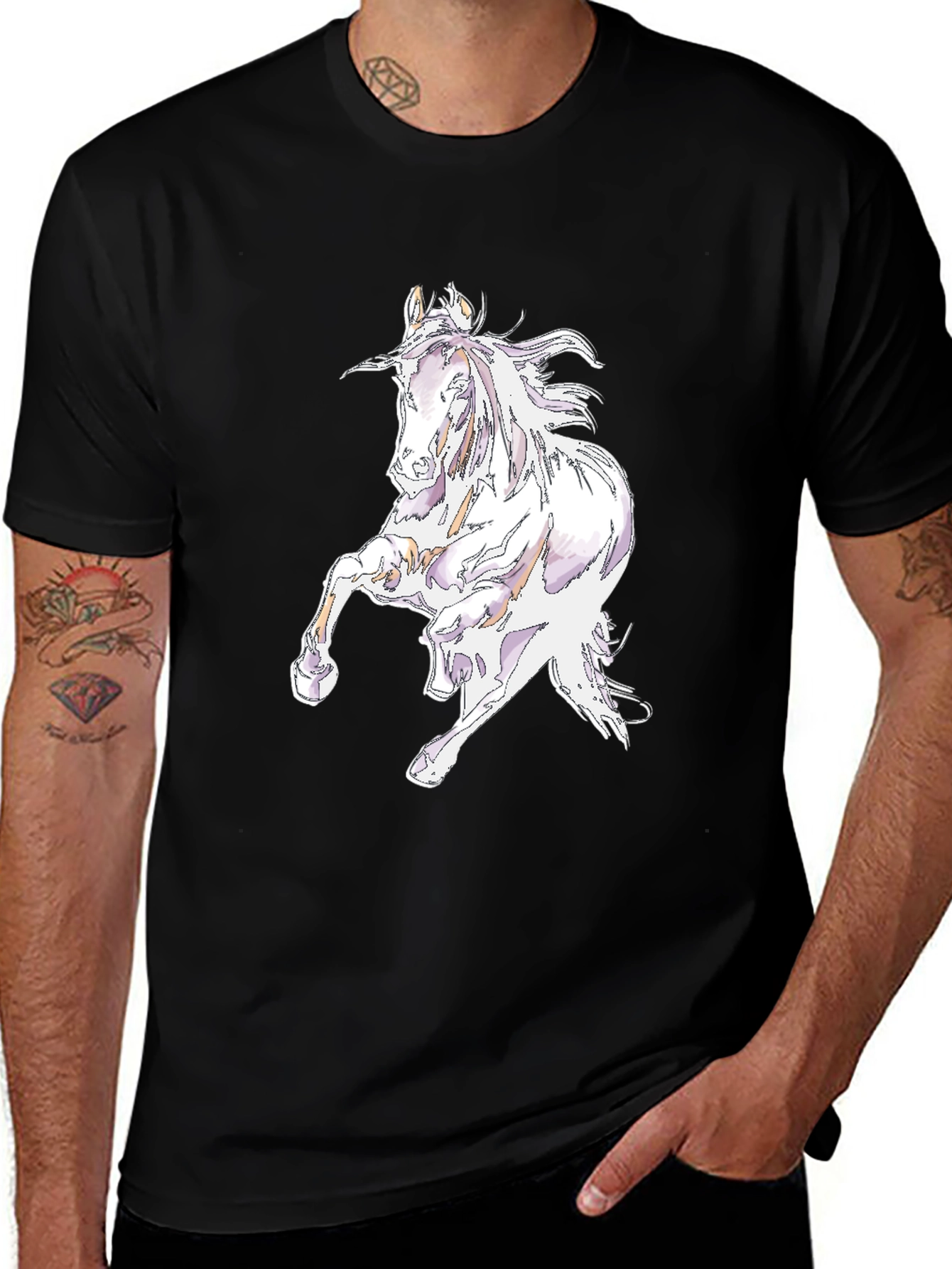 Variant 19 of Horse Graphic Print Black T-Shirt