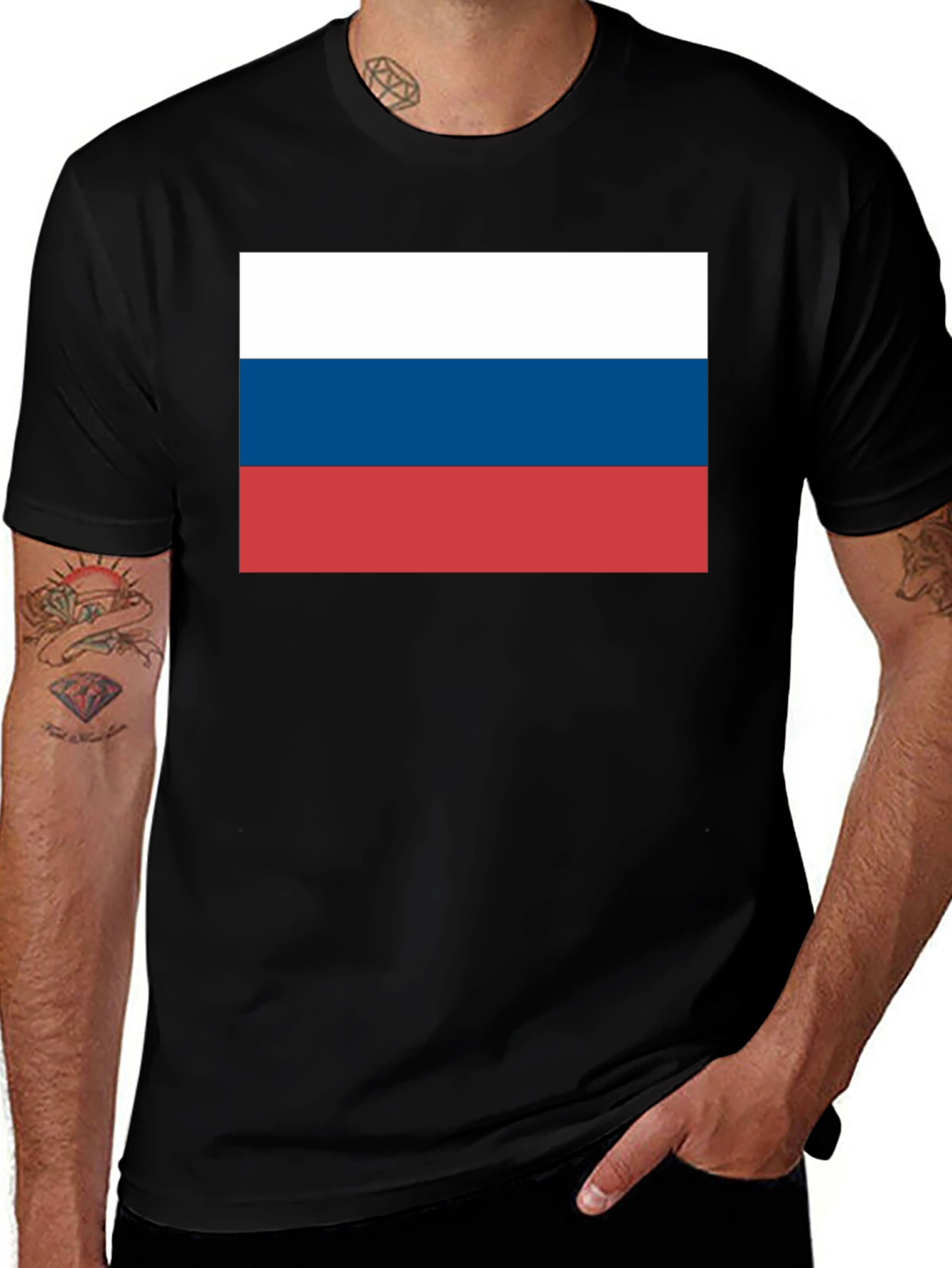 Russia Flag T-Shirt - Black Cotton Tee