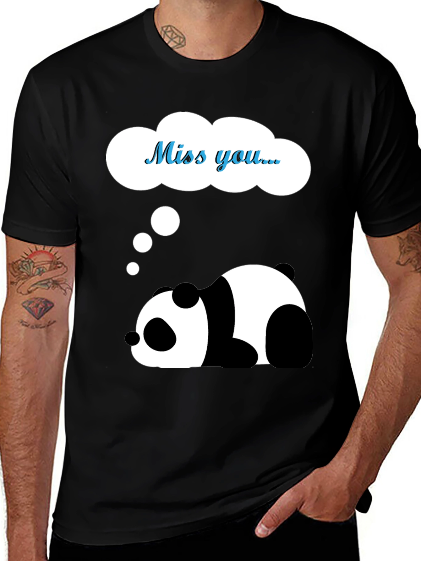 Variant 30 of Miss You Panda Graphic Tee - Black