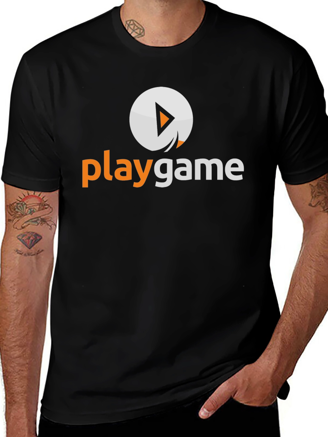 PlayGame Logo Black T-Shirt Casual Gaming Apparel